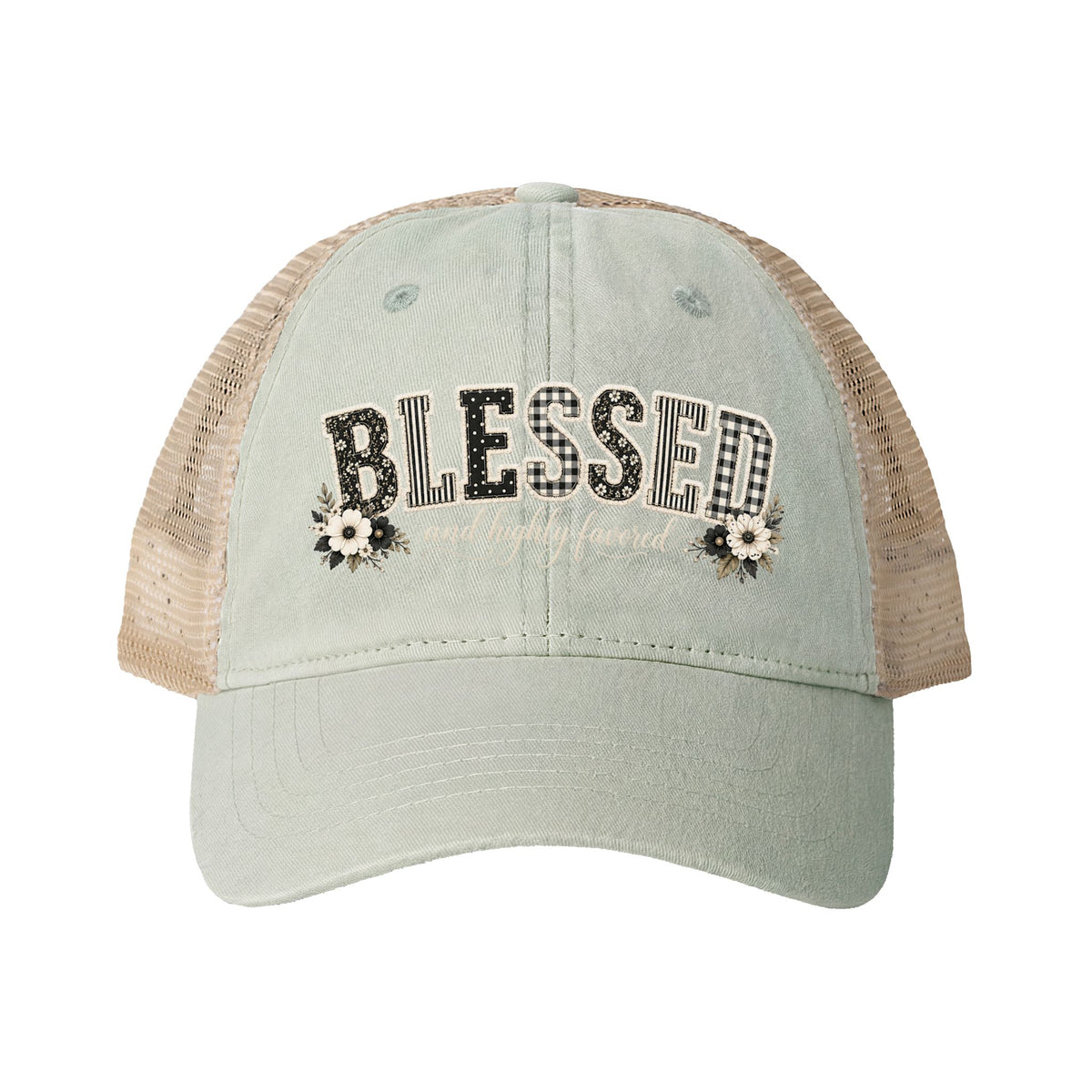 Women's Washed Mesh-Back Cap “Blessed”