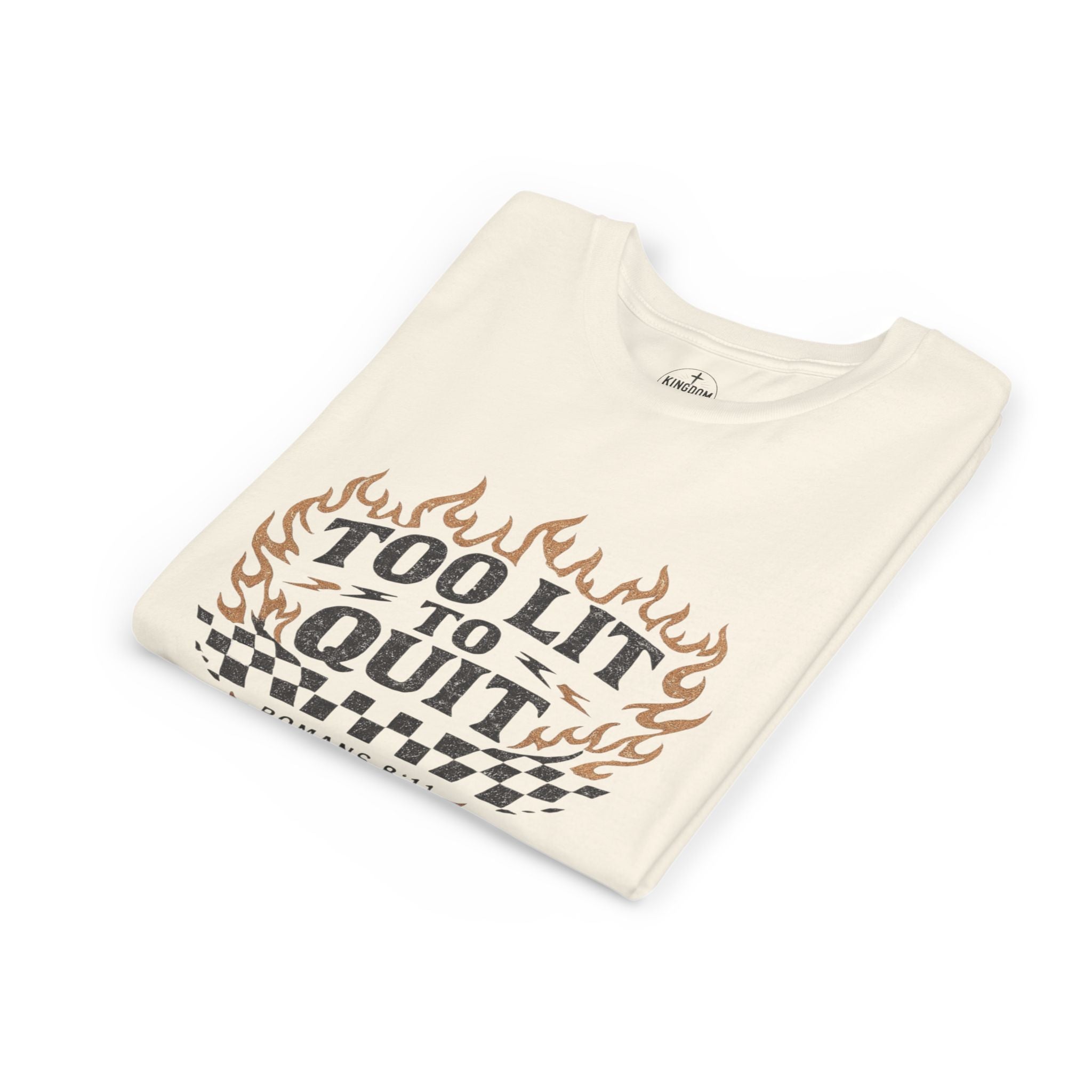 Too Lit To Quit Youth Tee — Retro Flame Graphic Kids T‑Shirt (Romanes 8:31)