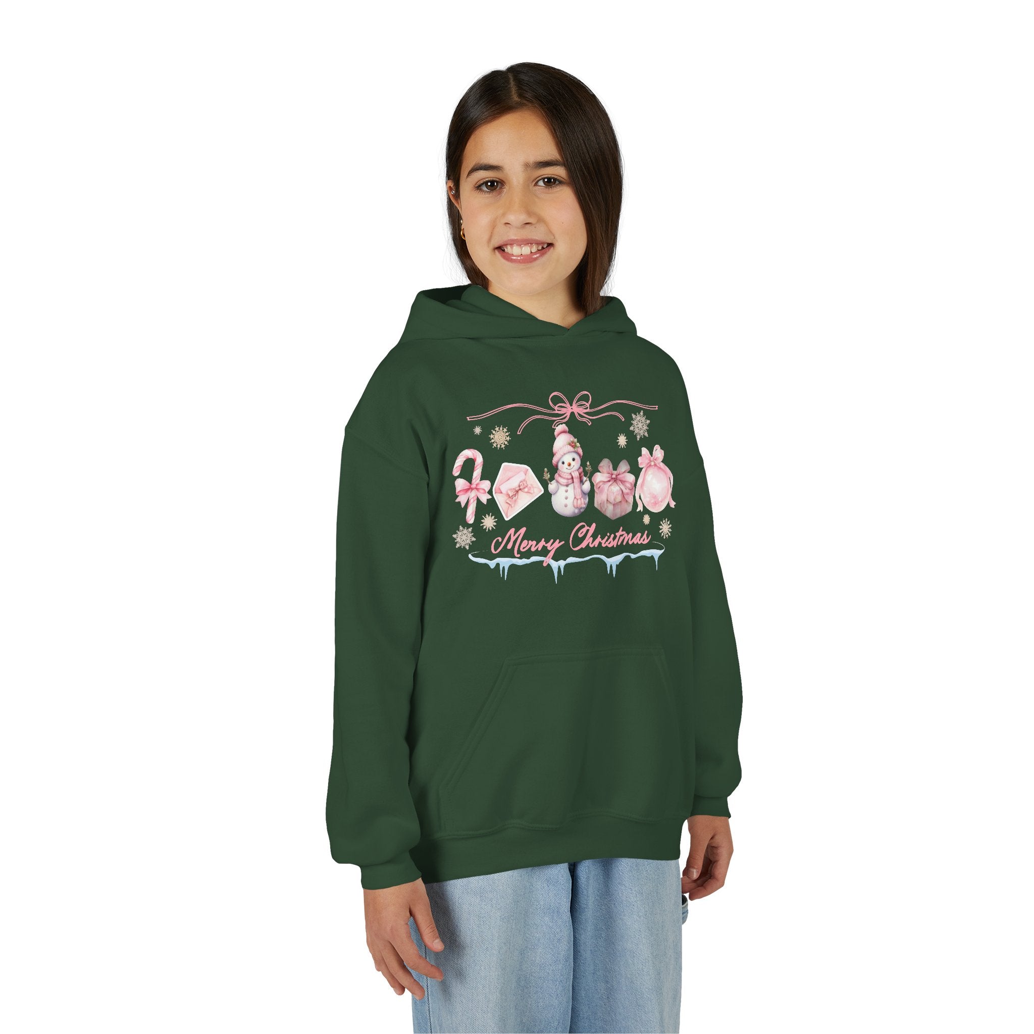 Pink Merry Christmas Youth Hoodie
