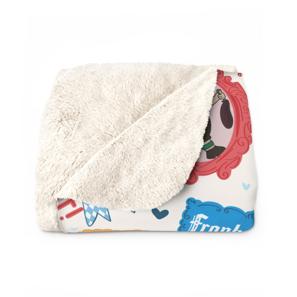 Cozy Sherpa Fleece Blanket with Frankenmuth Icons Themed Design