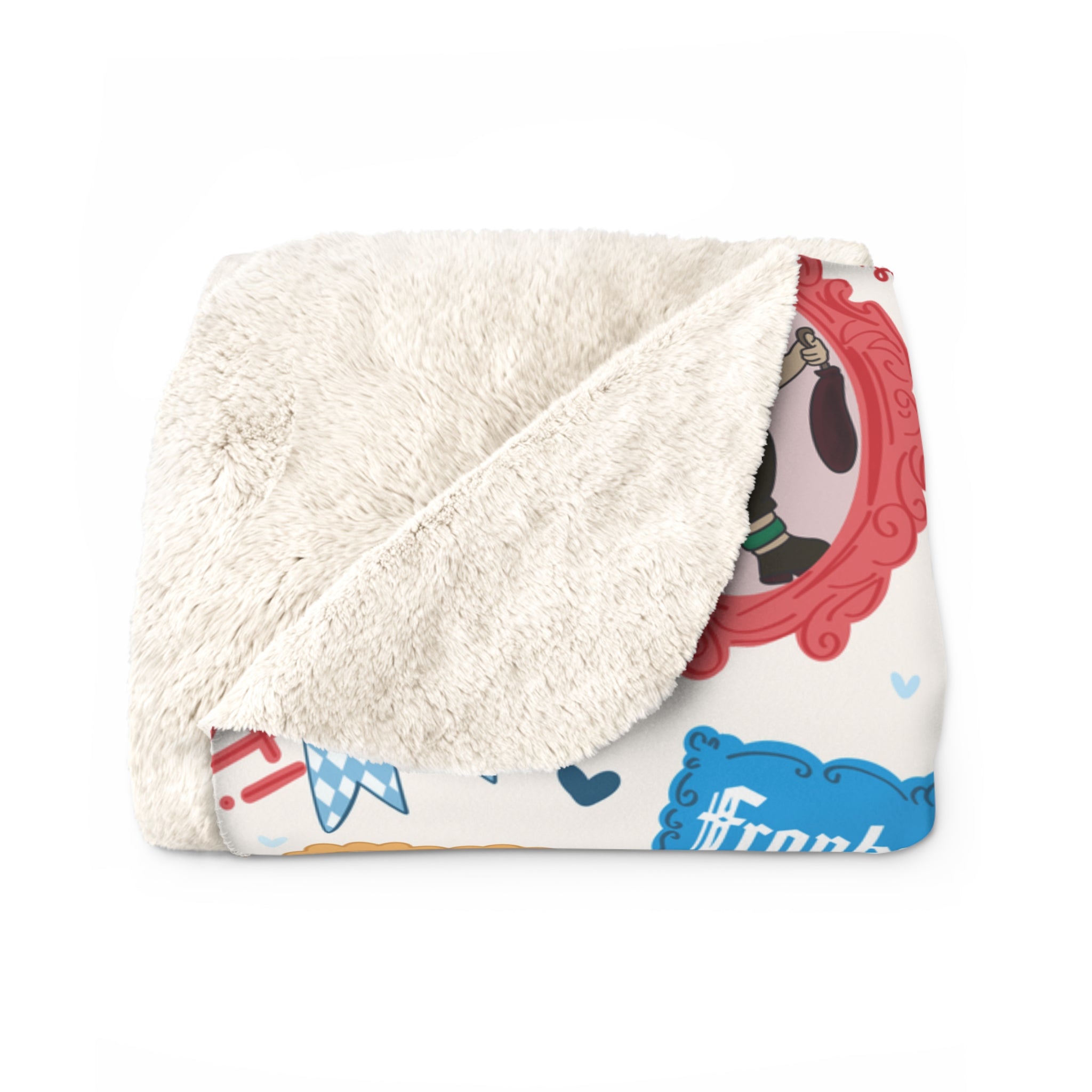 Cozy Sherpa Fleece Blanket with Frankenmuth Icons Themed Design