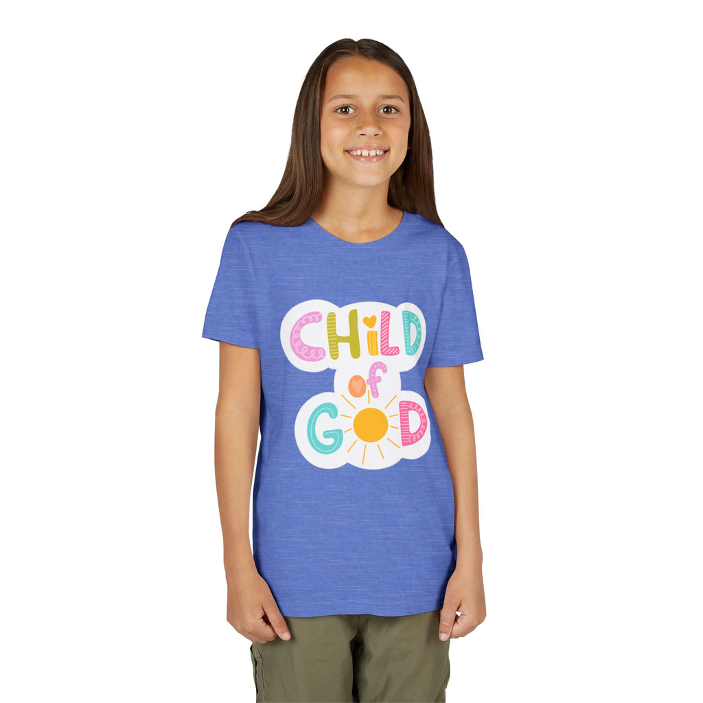 Bright and Cheerful Youth Tee - 'Child of God' Design, Kids Shirt, Christian Apparel, Faith-Based Gift, Summer Wear