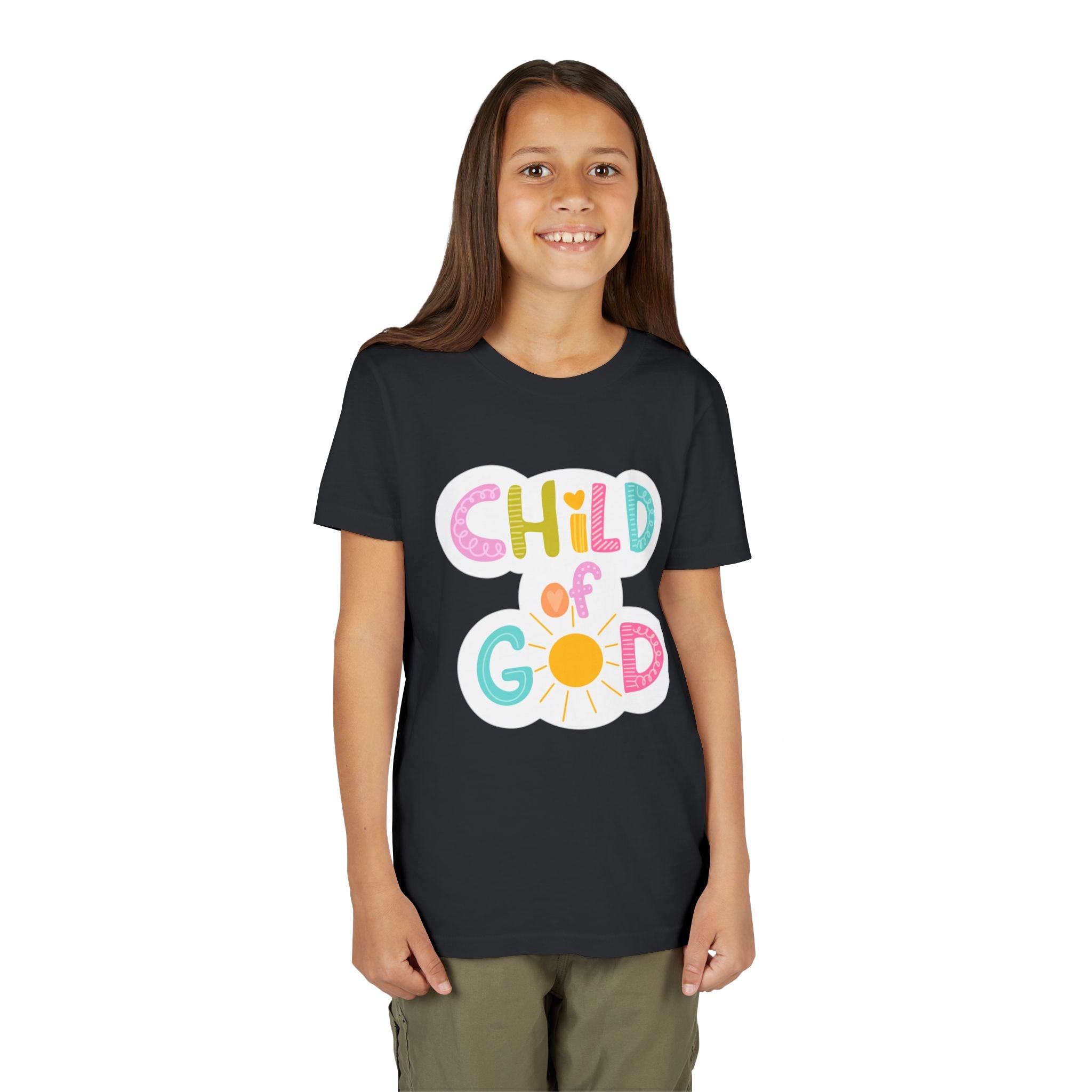 Bright and Cheerful Youth Tee - 'Child of God' Design, Kids Shirt, Christian Apparel, Faith-Based Gift, Summer Wear