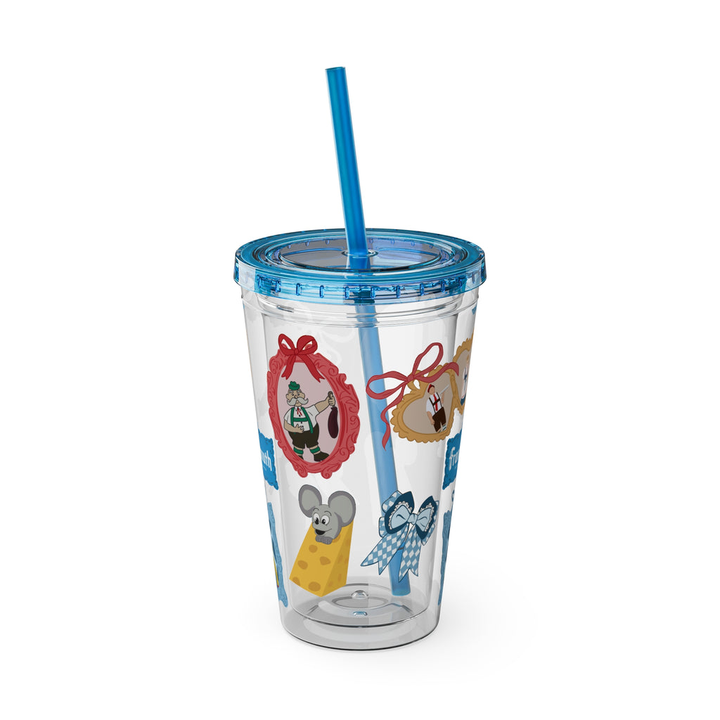 Frankenmuth Icons 16oz Sunsplash Tumbler with Straw - Fun Drinking Cup for Kids & Adults