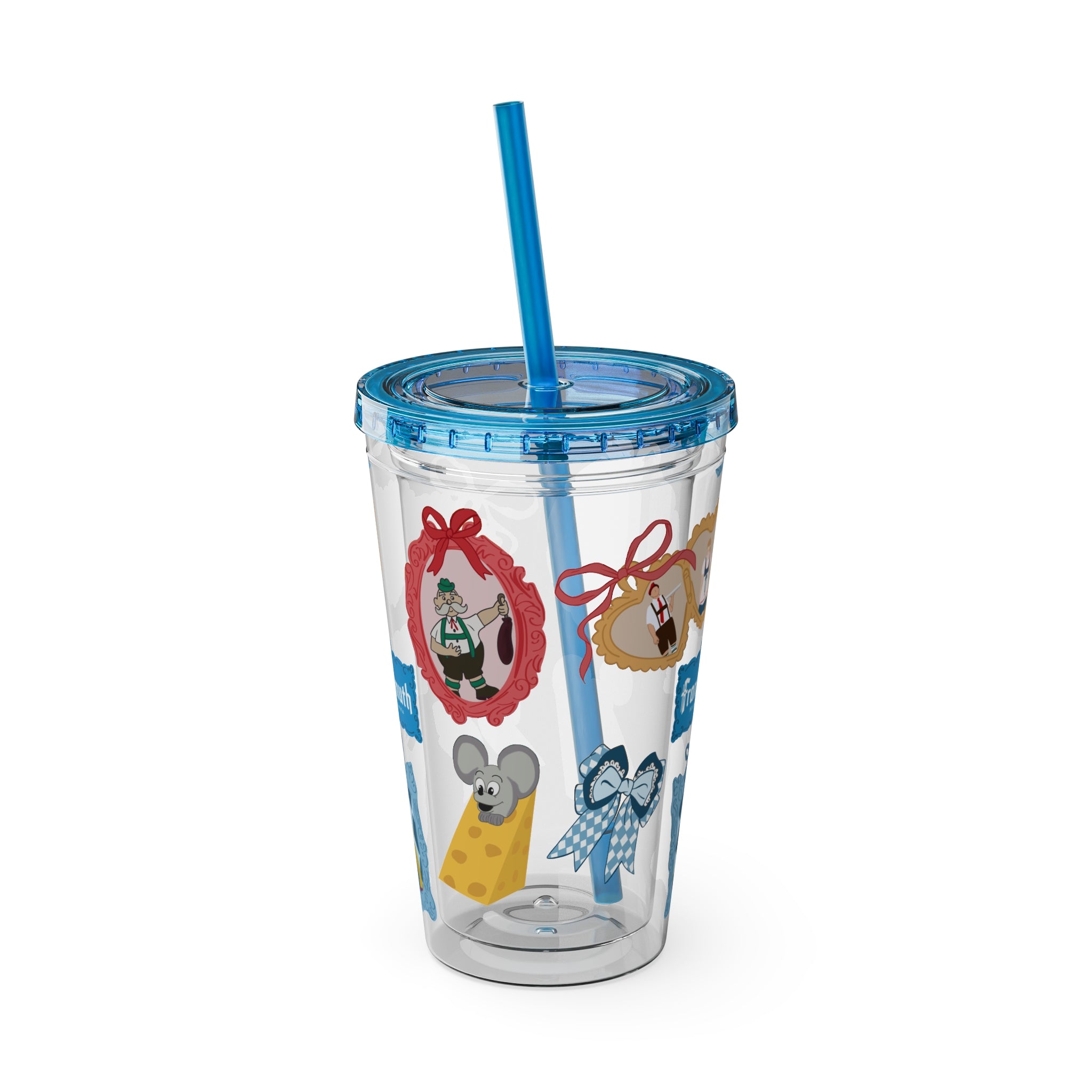 Frankenmuth Icons 16oz Sunsplash Tumbler with Straw - Fun Drinking Cup for Kids & Adults