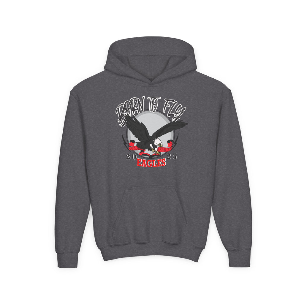 Youth Eagle Design Hooded Sweatshirt - Born to Fly, Cozy Sweatshirt for Kids, Perfect for Gifts, Sports Events, and Casual Wear