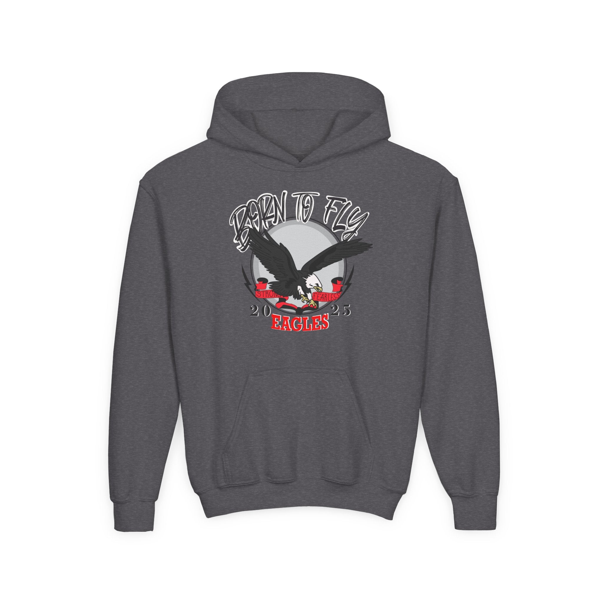 Youth Eagle Design Hooded Sweatshirt - Born to Fly, Cozy Sweatshirt for Kids, Perfect for Gifts, Sports Events, and Casual Wear