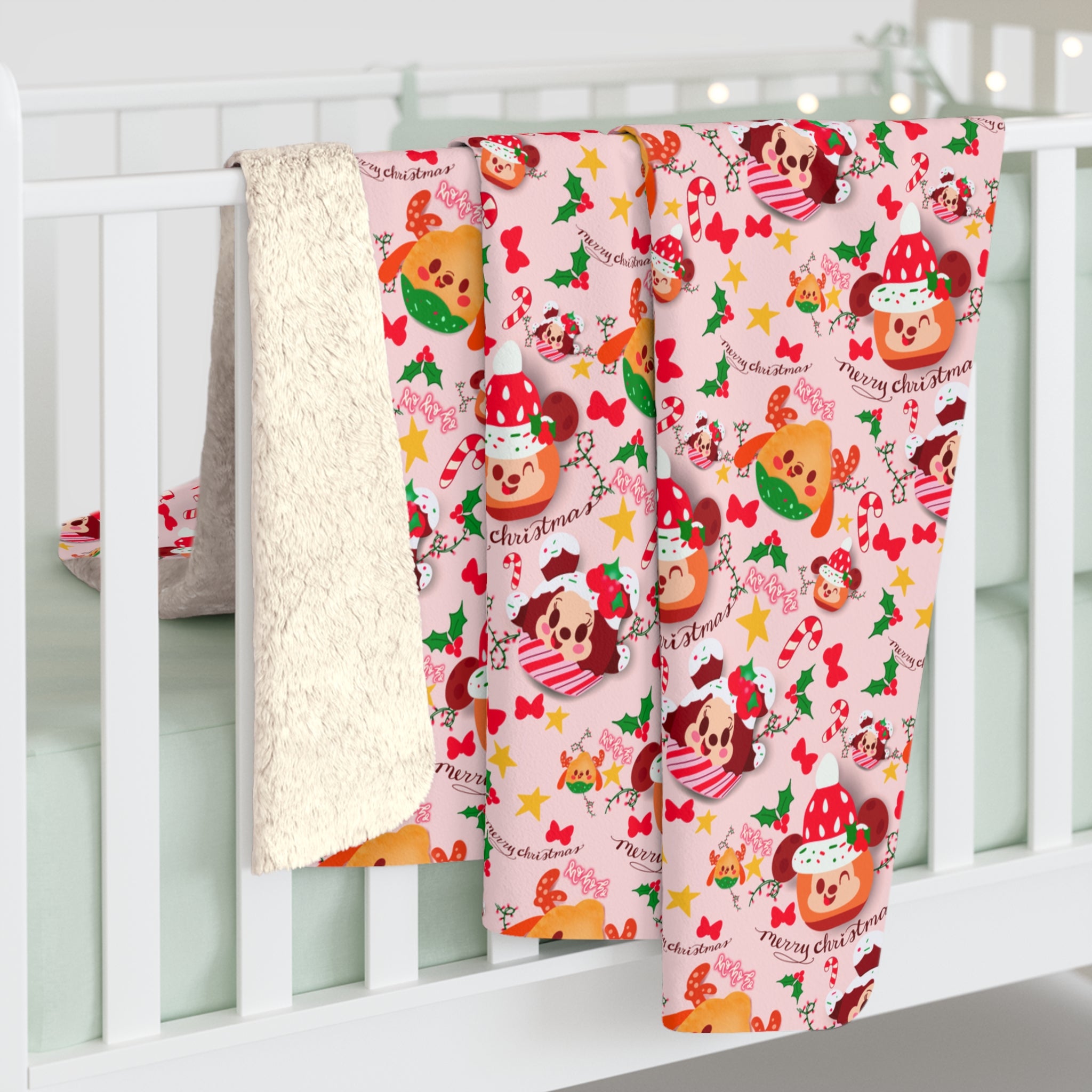 Cozy Holiday Sherpa Fleece Blanket with Cute Prints