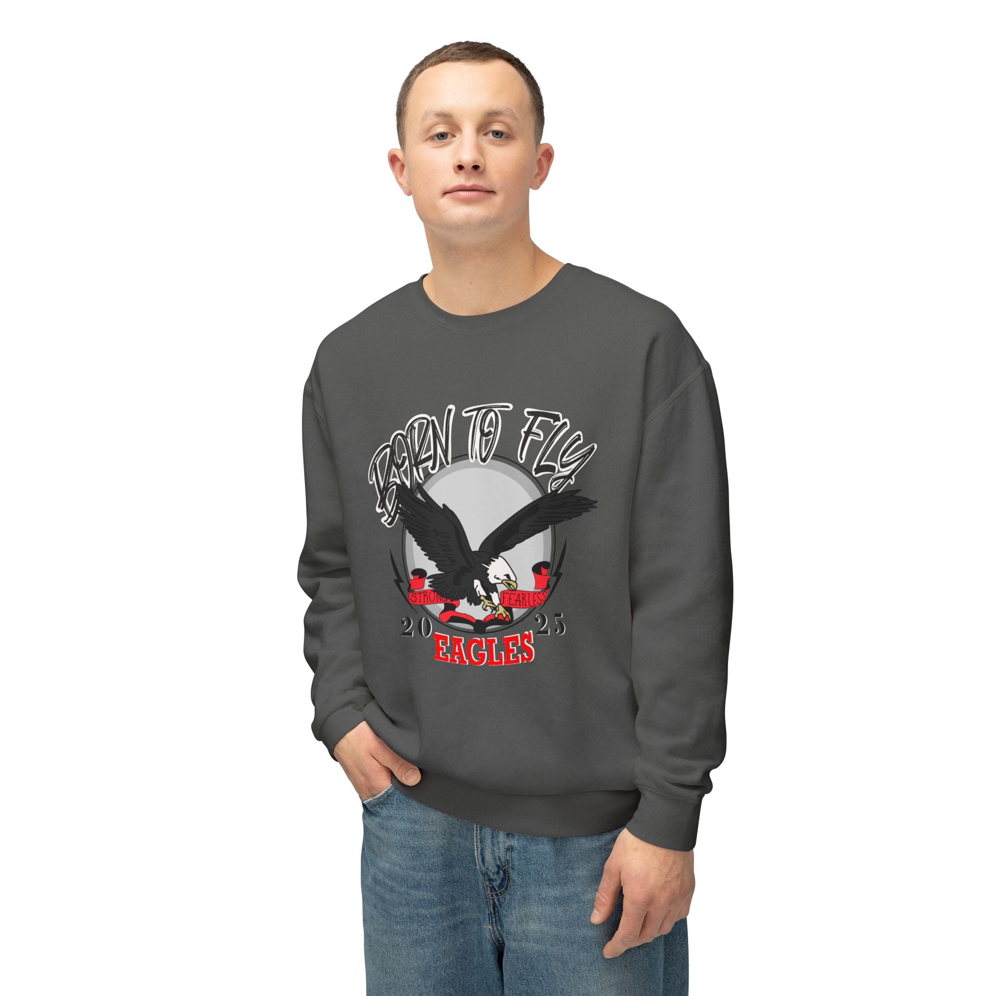 Eagle Graphic Crewneck Sweatshirt - Born to Fly