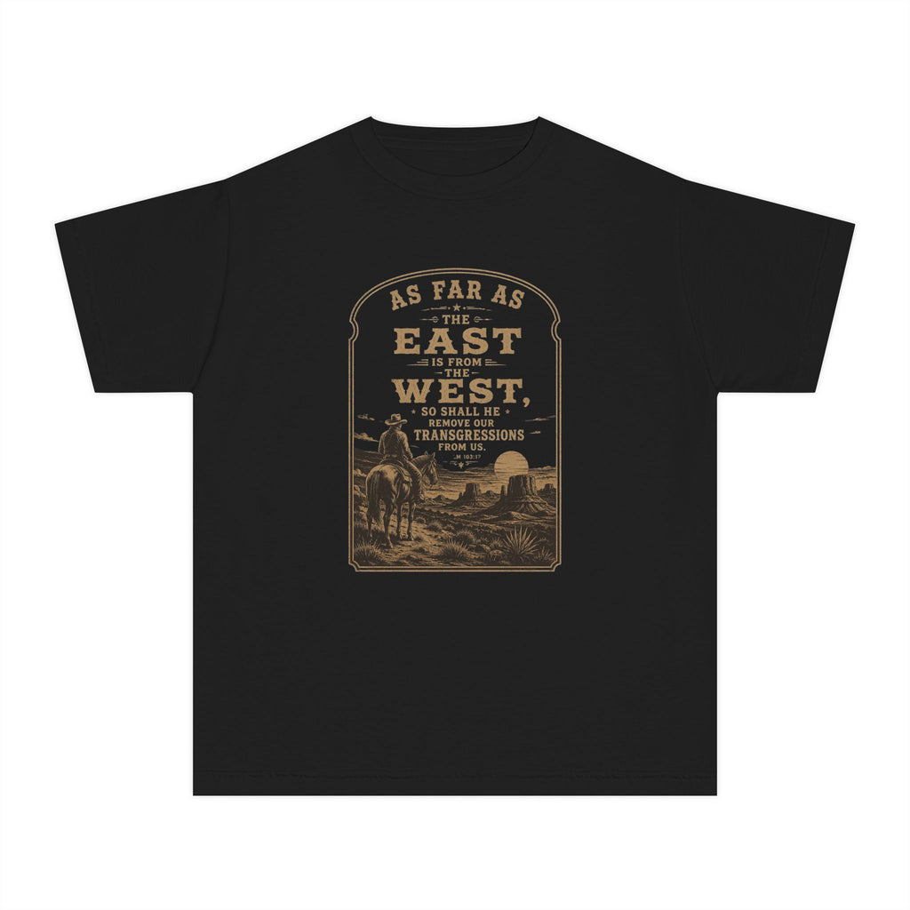 Youth Tee ‘As Far as the East is to the West' Vintage Western Graphic