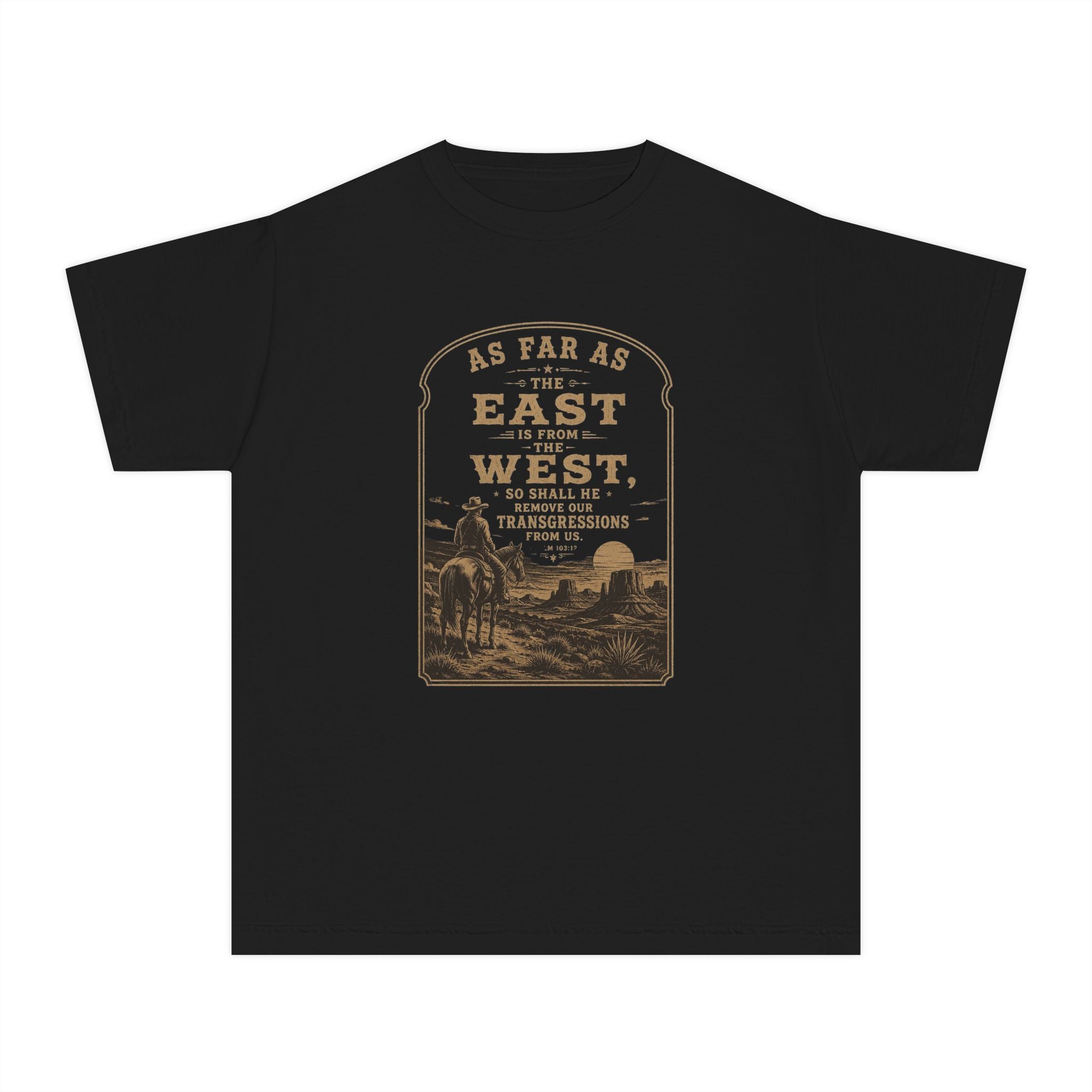 Youth Tee ‘As Far as the East is to the West' Vintage Western Graphic