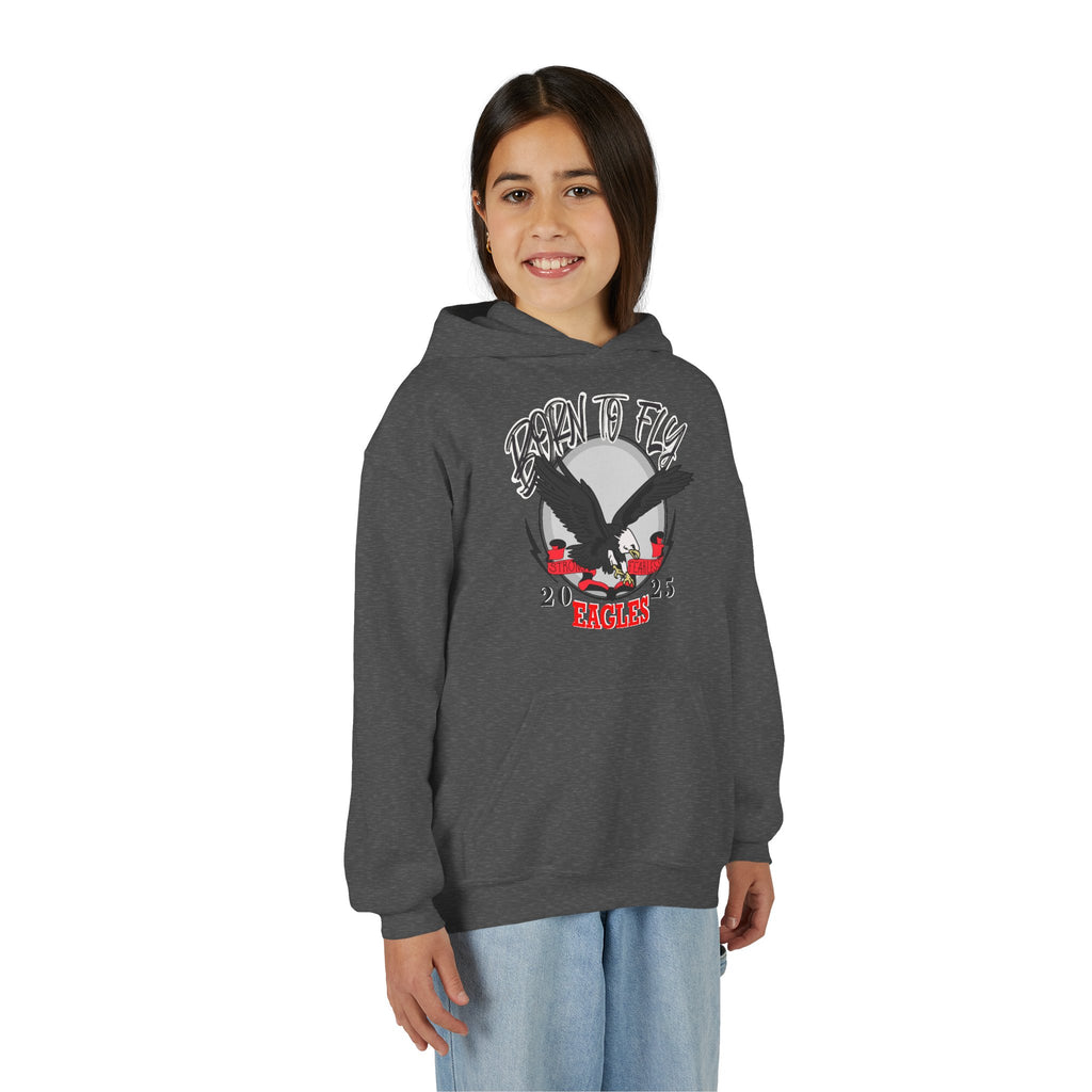Youth Eagle Design Hooded Sweatshirt - Born to Fly, Cozy Sweatshirt for Kids, Perfect for Gifts, Sports Events, and Casual Wear