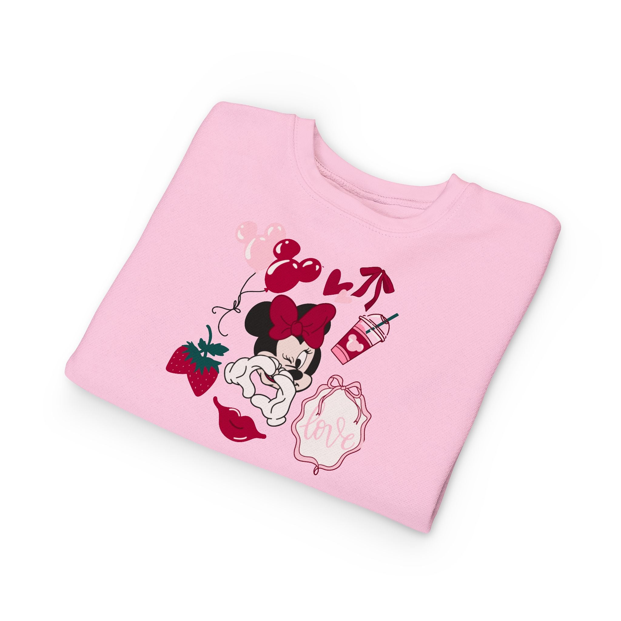 Pink Minnie-Inspired Toddler Sweatshirt — Cute Bow, Strawberries & Sweets Graphic