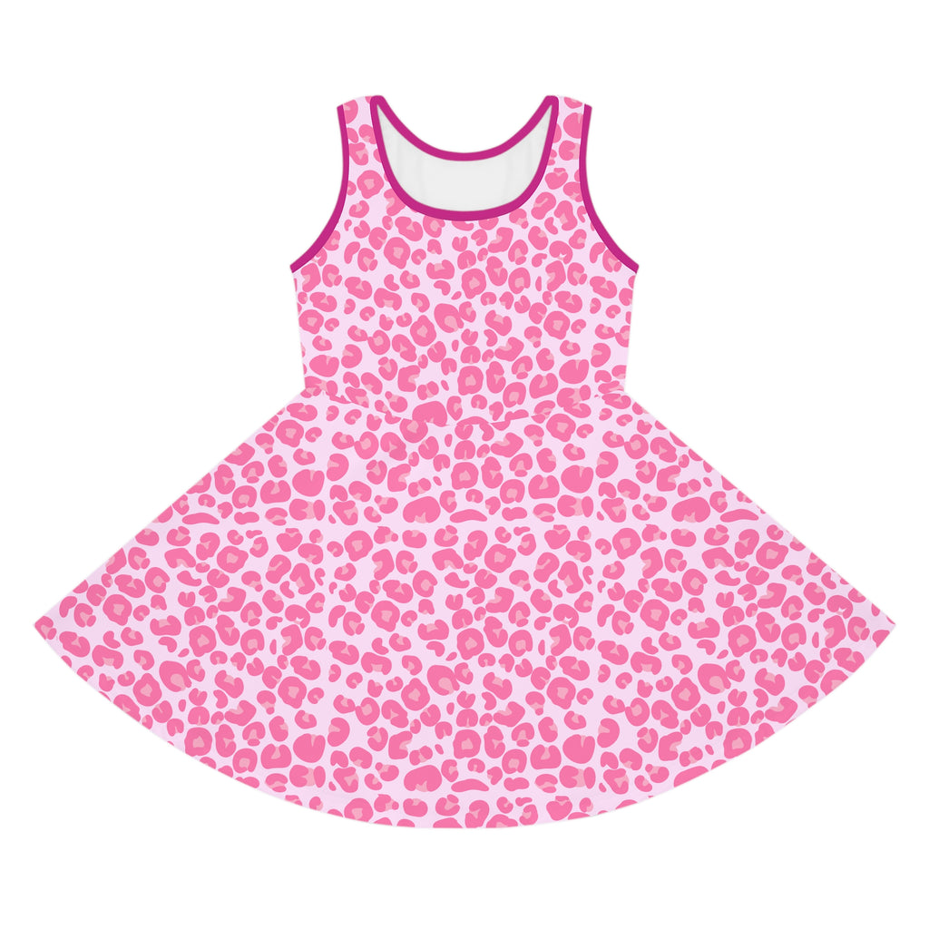 Y2K Pink Leopard Print Girls' Sundress