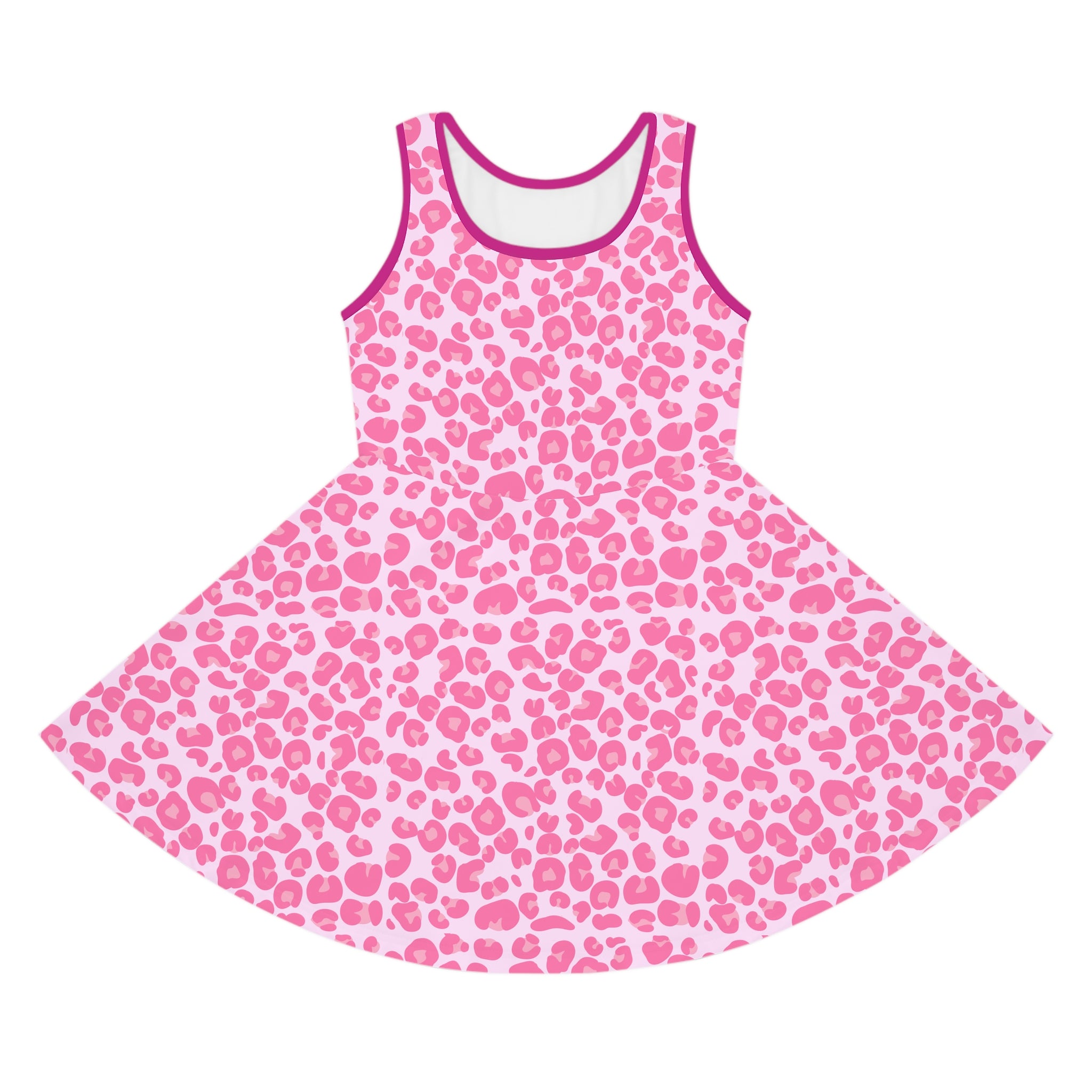 Y2K Pink Leopard Print Girls' Sundress
