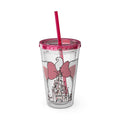 16oz Castle Kitty Sunsplash Tumbler with Straw — Pink Castle Bow Travel Cup