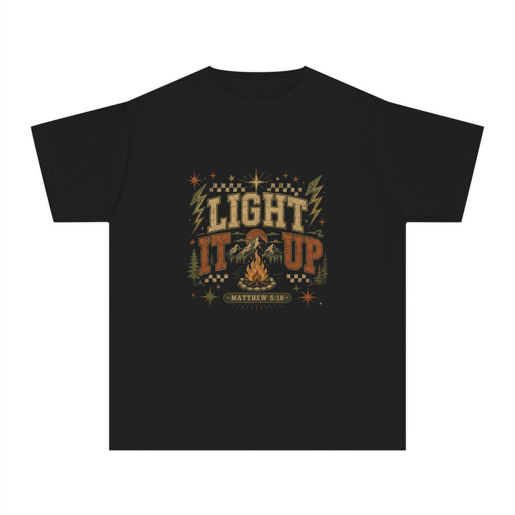 Youth Tee - "Light It Up" Campfire Graphic Shirt