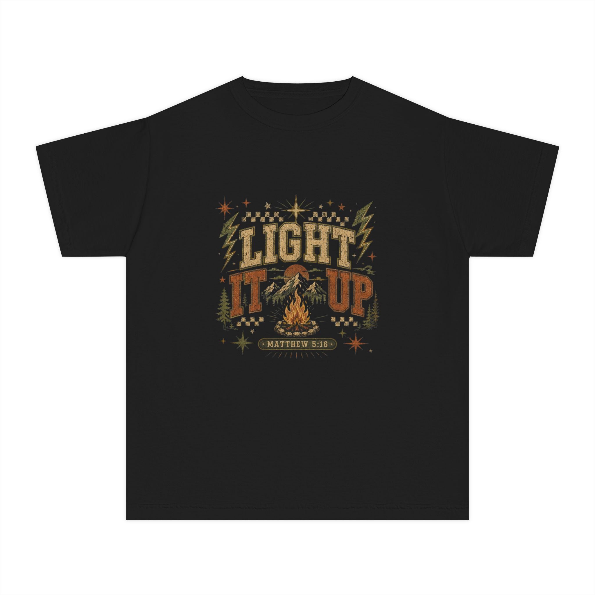 Youth Tee - "Light It Up" Campfire Graphic Shirt