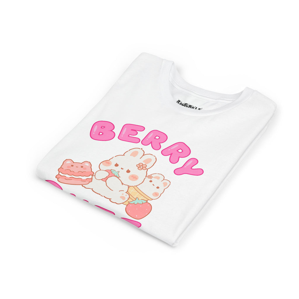 Berry Cute Bunny Shirt, Pastel Graphic Tee, Gift for Kids, Summer Fashion T-shirt, Birthday Outfit