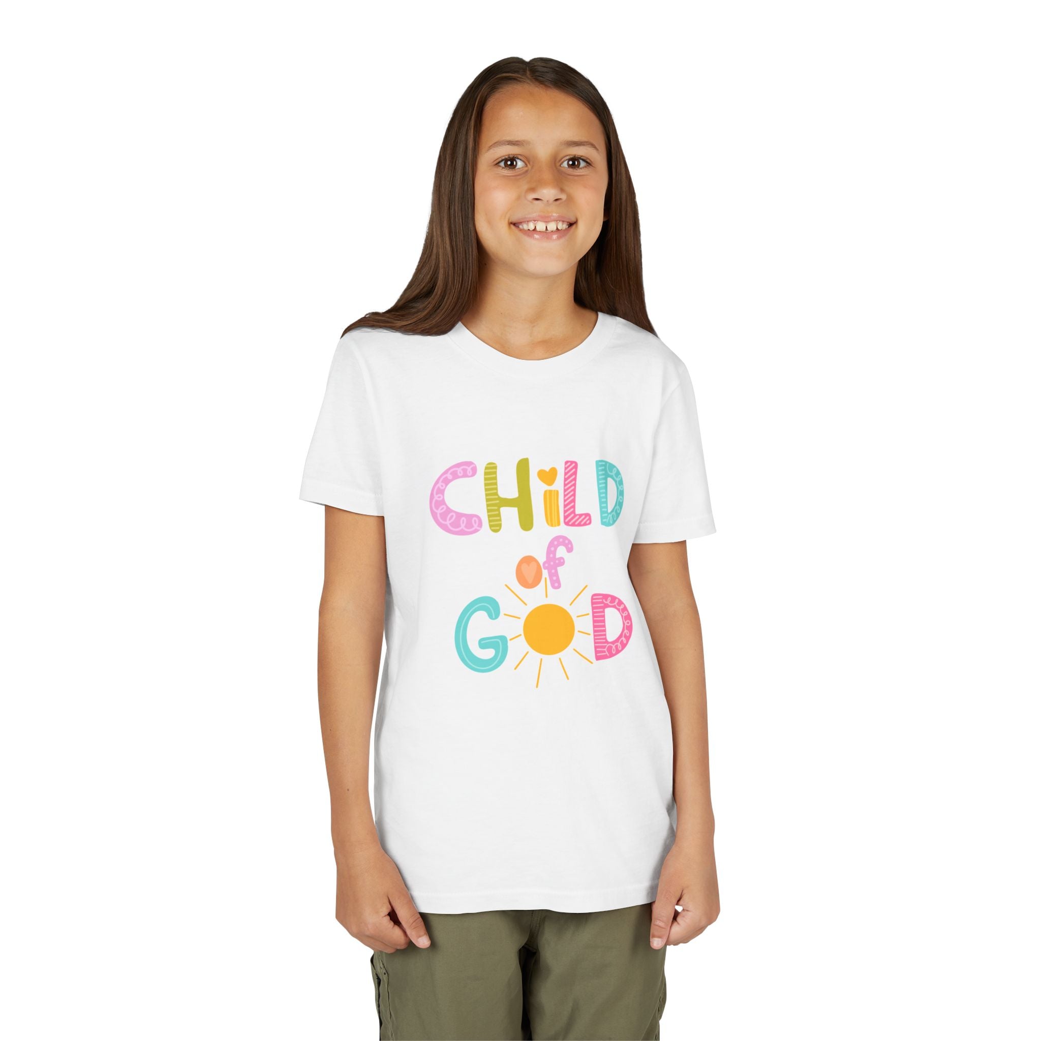 Bright and Cheerful Youth Tee - 'Child of God' Design, Kids Shirt, Christian Apparel, Faith-Based Gift, Summer Wear