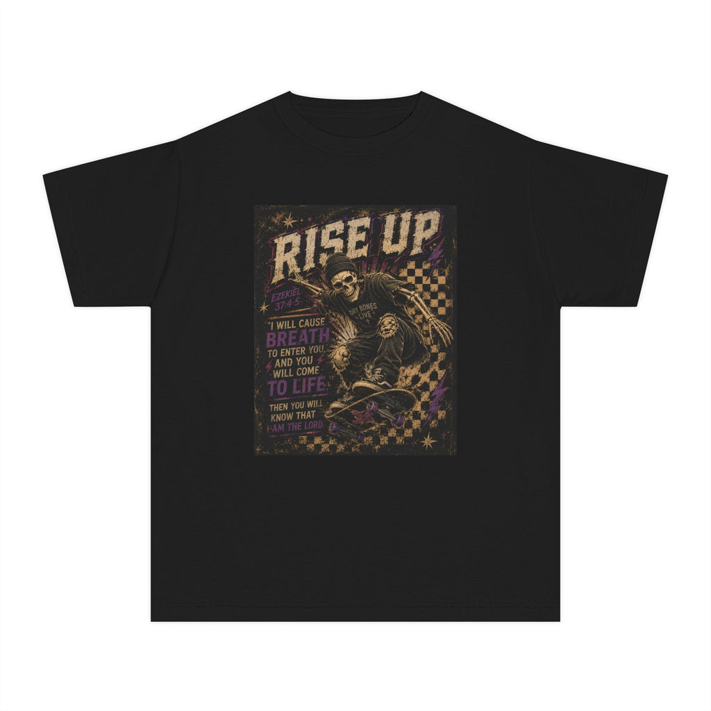 Rise Up Youth Tee – Motivational Skateboard Skate Punk Graphic Shirt