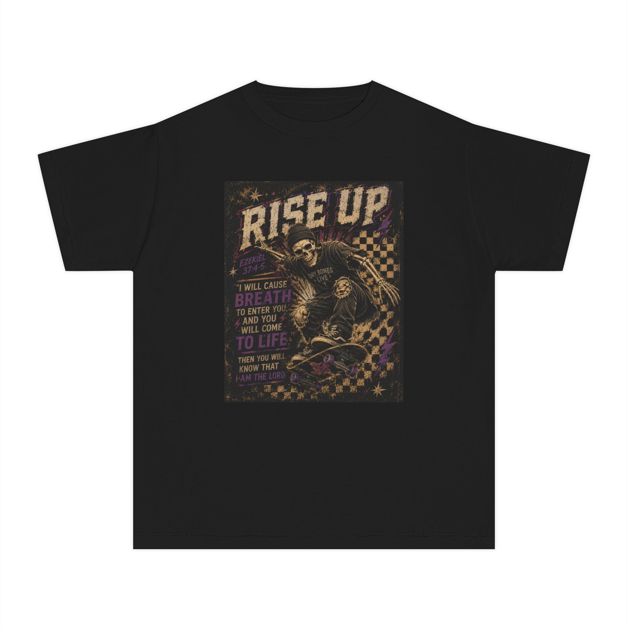 Rise Up Youth Tee – Motivational Skateboard Skate Punk Graphic Shirt