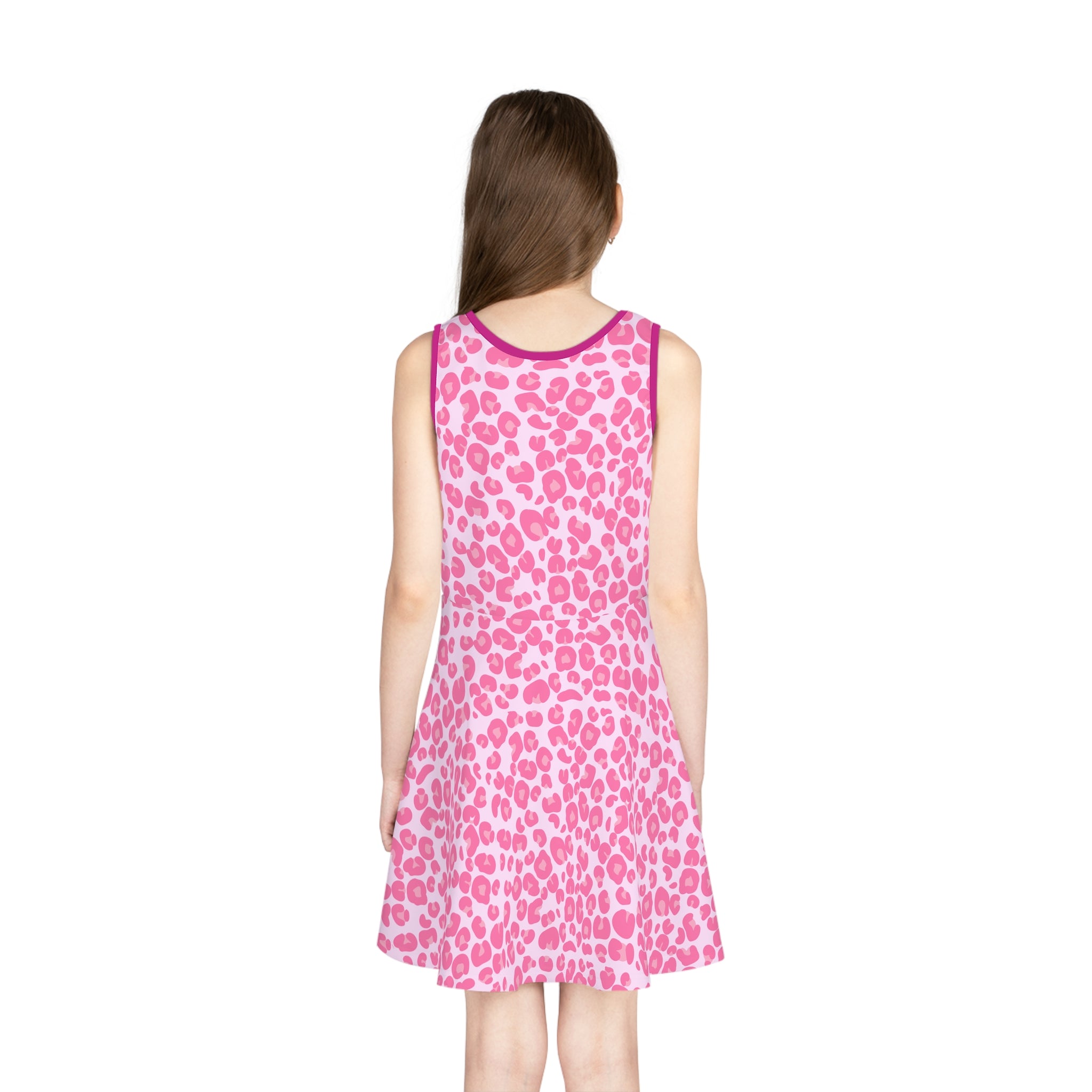 Y2K Pink Leopard Print Girls' Sundress