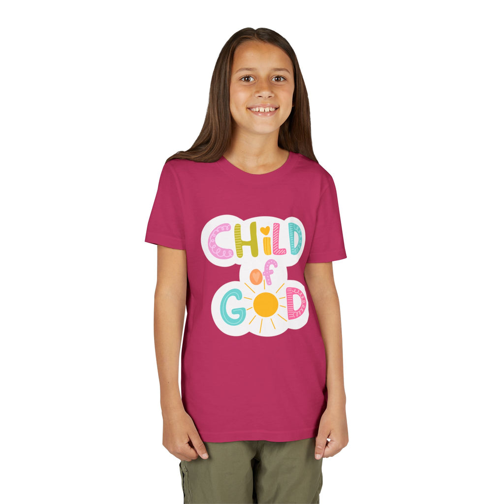 Bright and Cheerful Youth Tee - 'Child of God' Design, Kids Shirt, Christian Apparel, Faith-Based Gift, Summer Wear
