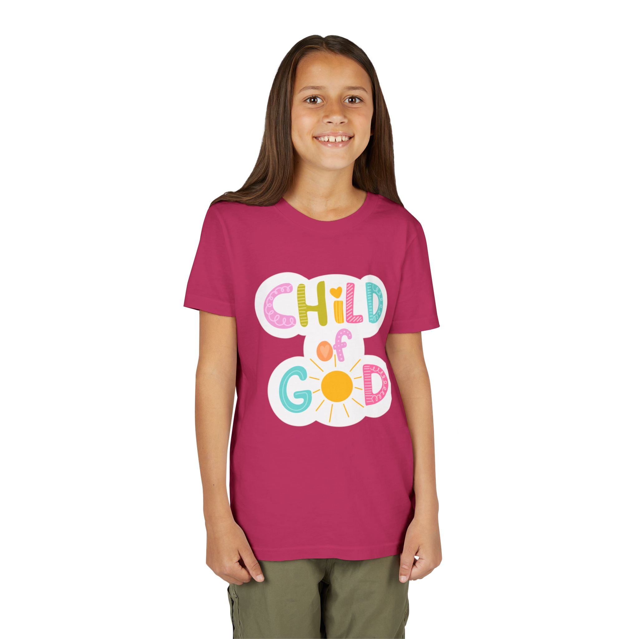Bright and Cheerful Youth Tee - 'Child of God' Design, Kids Shirt, Christian Apparel, Faith-Based Gift, Summer Wear