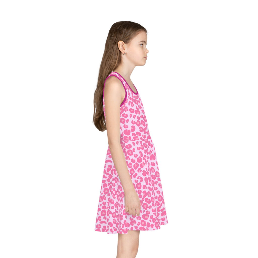 Y2K Pink Leopard Print Girls' Sundress