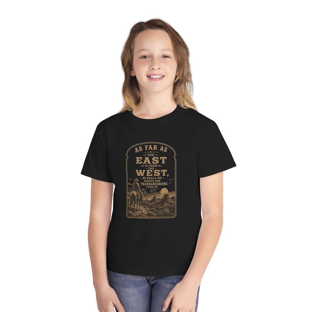 Youth Tee ‘As Far as the East is to the West' Vintage Western Graphic