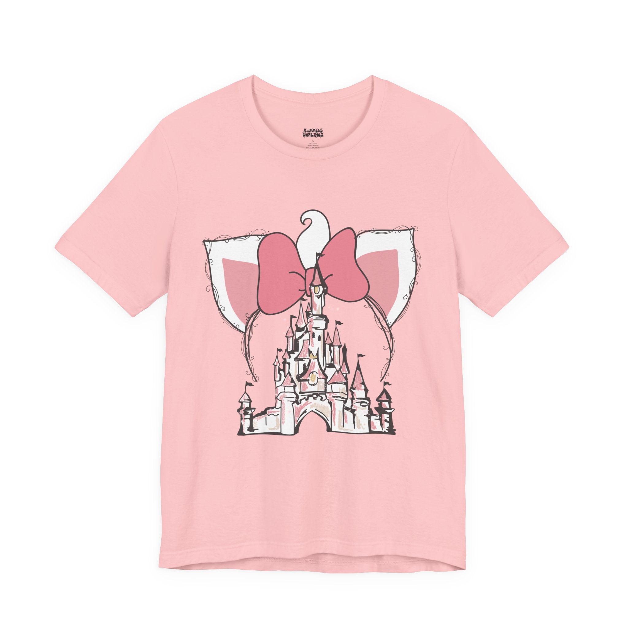 Castle Kitty Bow Tee — Pink Princess Castle T-Shirt