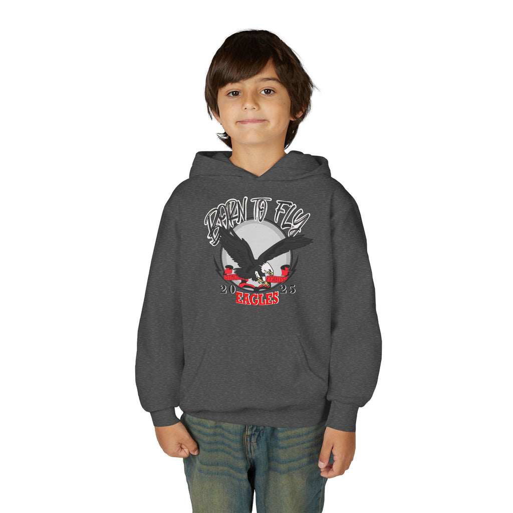 Youth Eagle Design Hooded Sweatshirt - Born to Fly, Cozy Sweatshirt for Kids, Perfect for Gifts, Sports Events, and Casual Wear