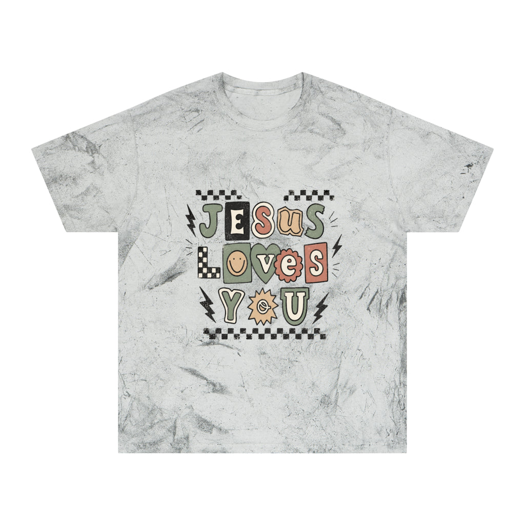 Jesus Loves You Tee — Retro Colorful Faith Graphic T-Shirt