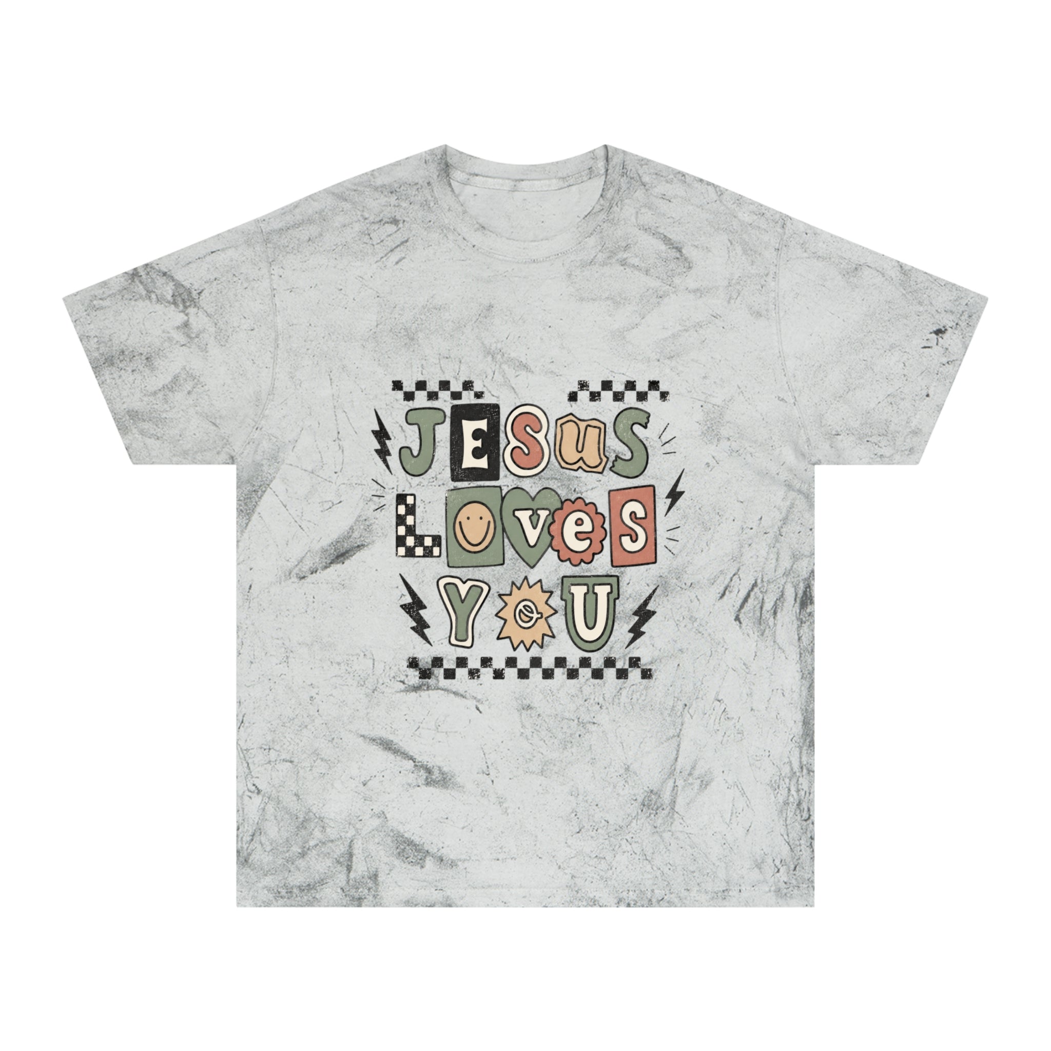 Jesus Loves You Tee — Retro Colorful Faith Graphic T-Shirt