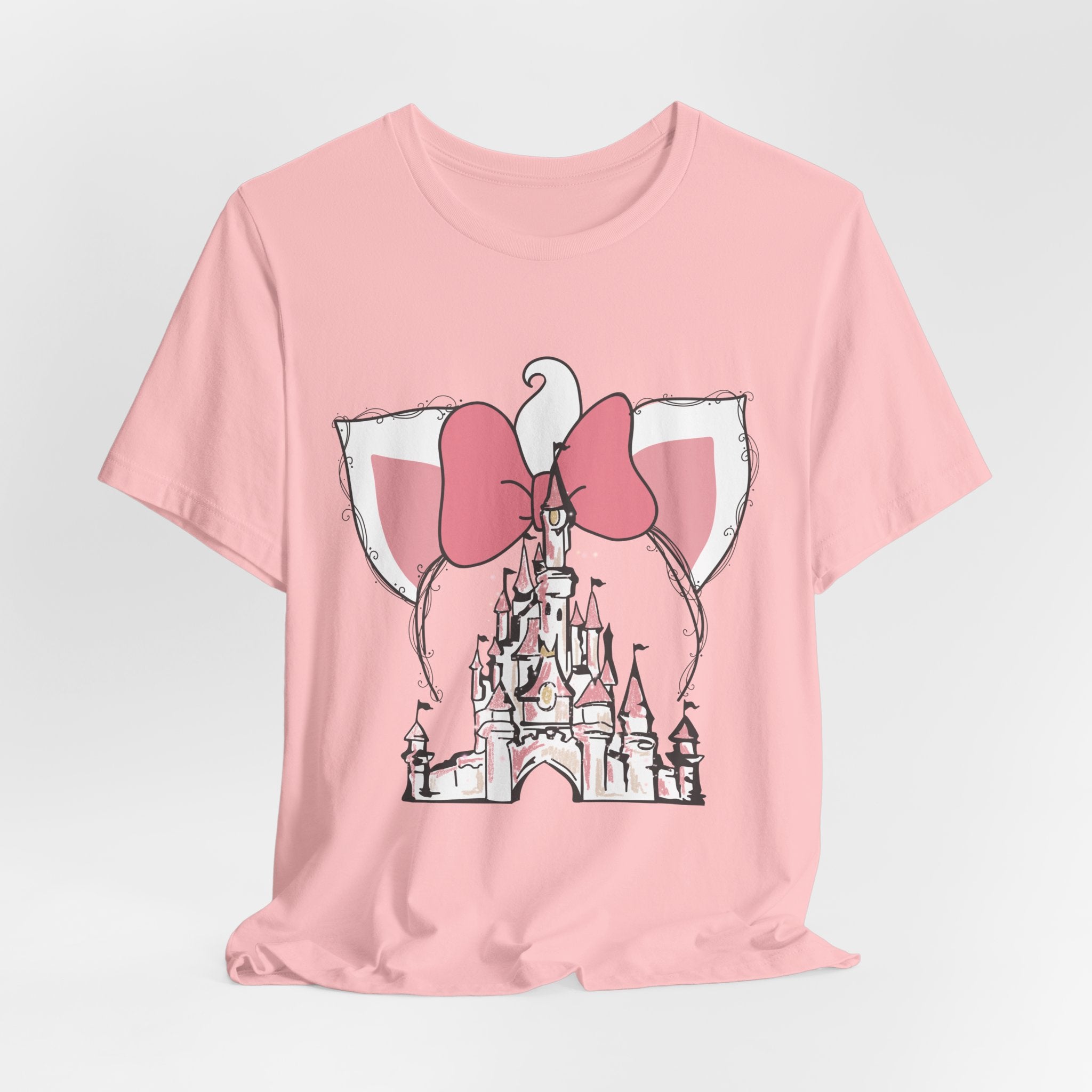 Castle Kitty Bow Tee — Pink Princess Castle T-Shirt