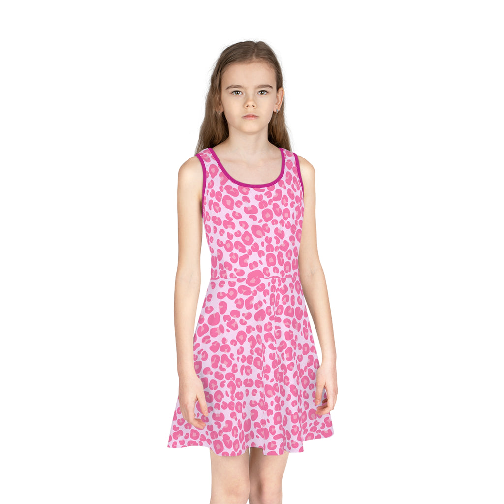Y2K Pink Leopard Print Girls' Sundress