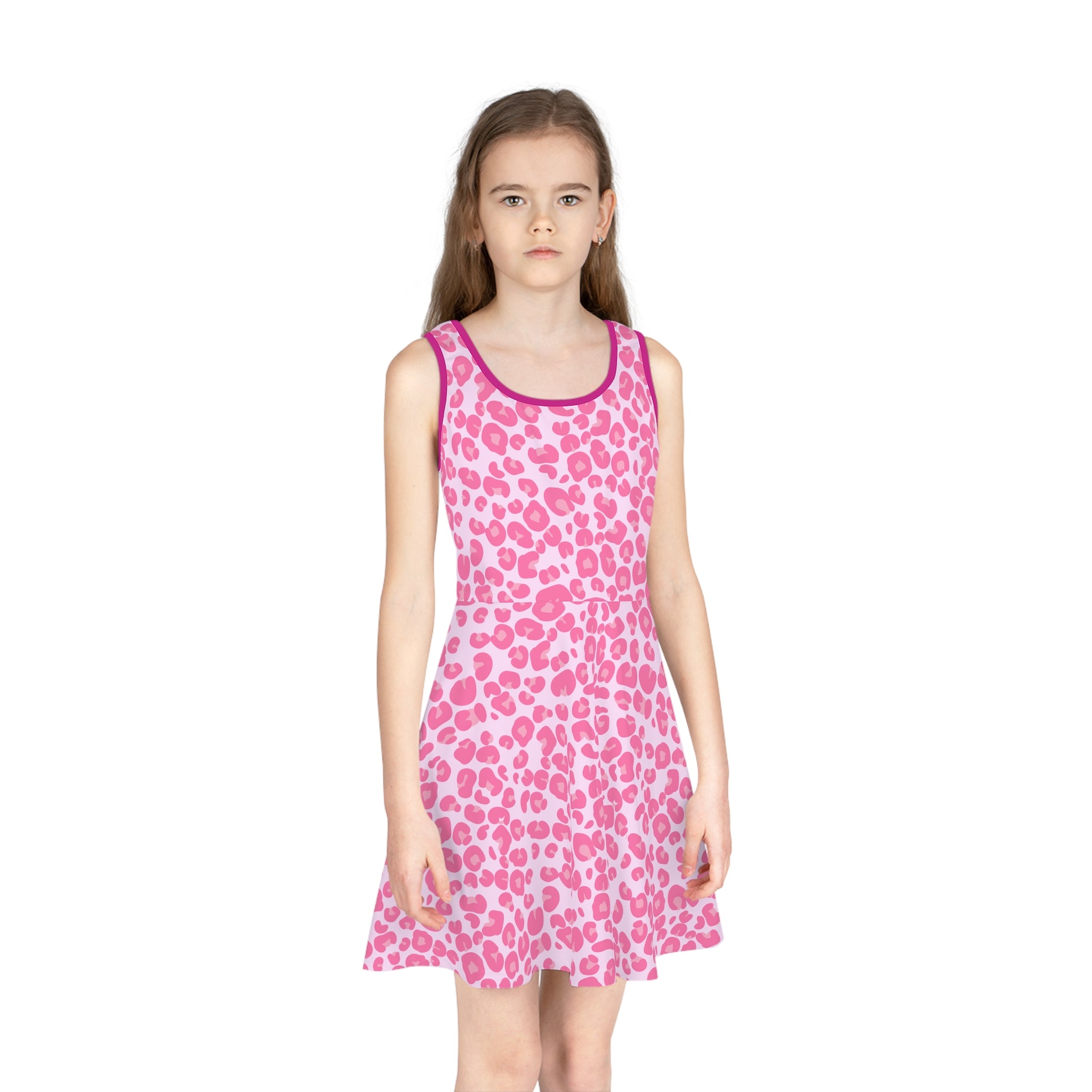 Y2K Pink Leopard Print Girls' Sundress