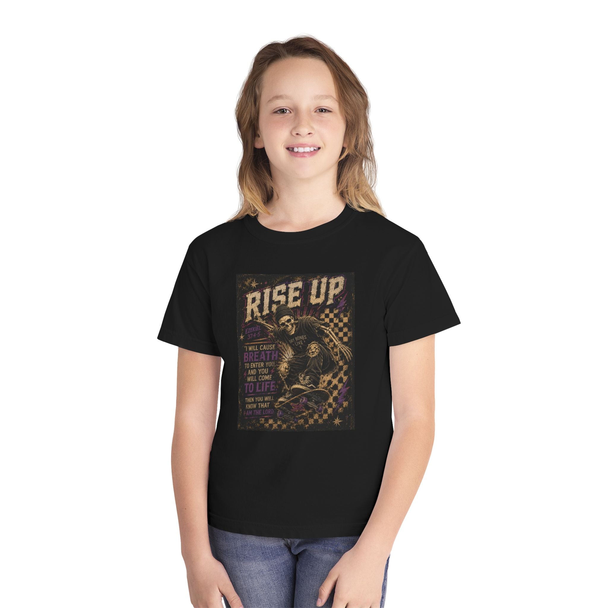 Rise Up Youth Tee – Motivational Skateboard Skate Punk Graphic Shirt