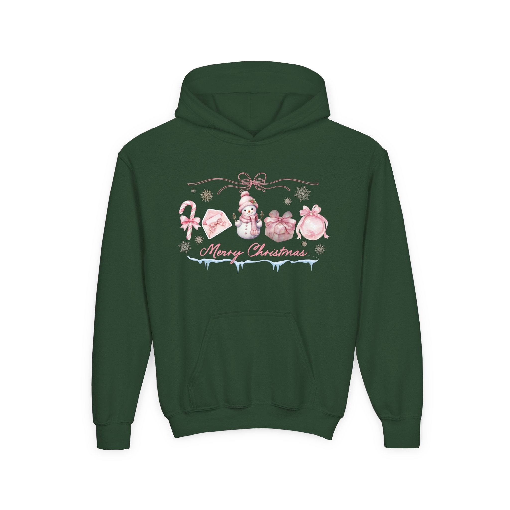 Pink Merry Christmas Youth Hoodie