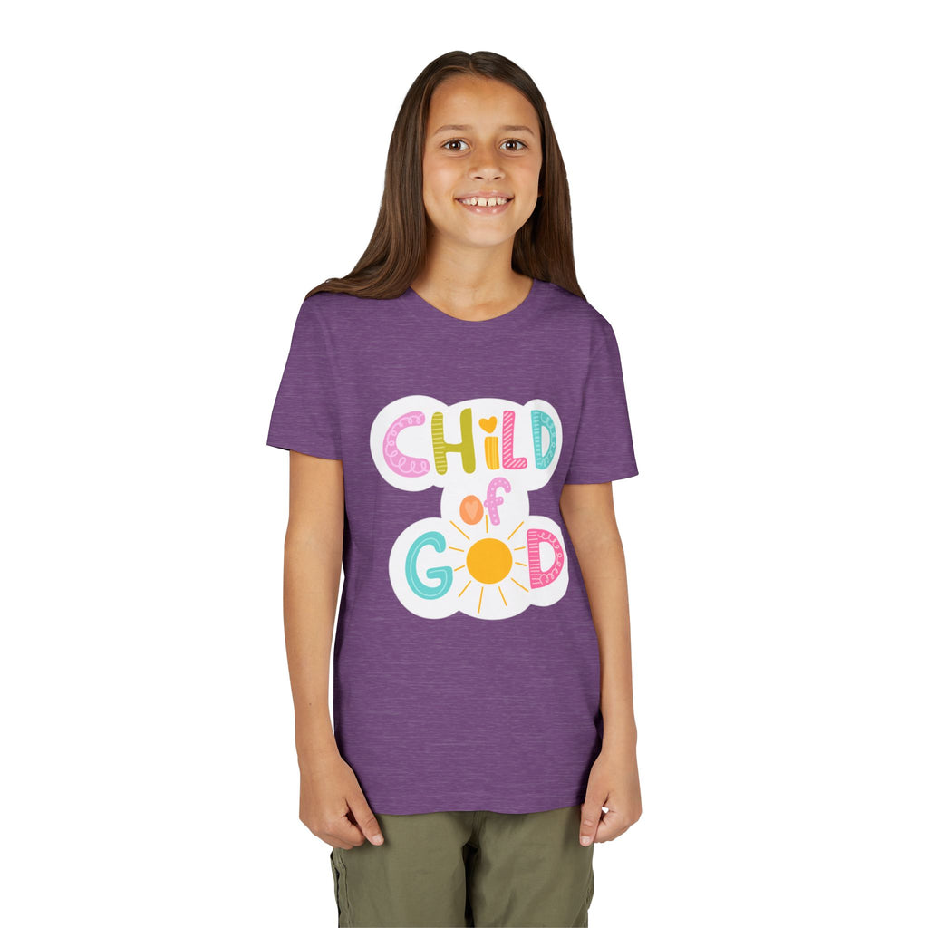 Bright and Cheerful Youth Tee - 'Child of God' Design, Kids Shirt, Christian Apparel, Faith-Based Gift, Summer Wear