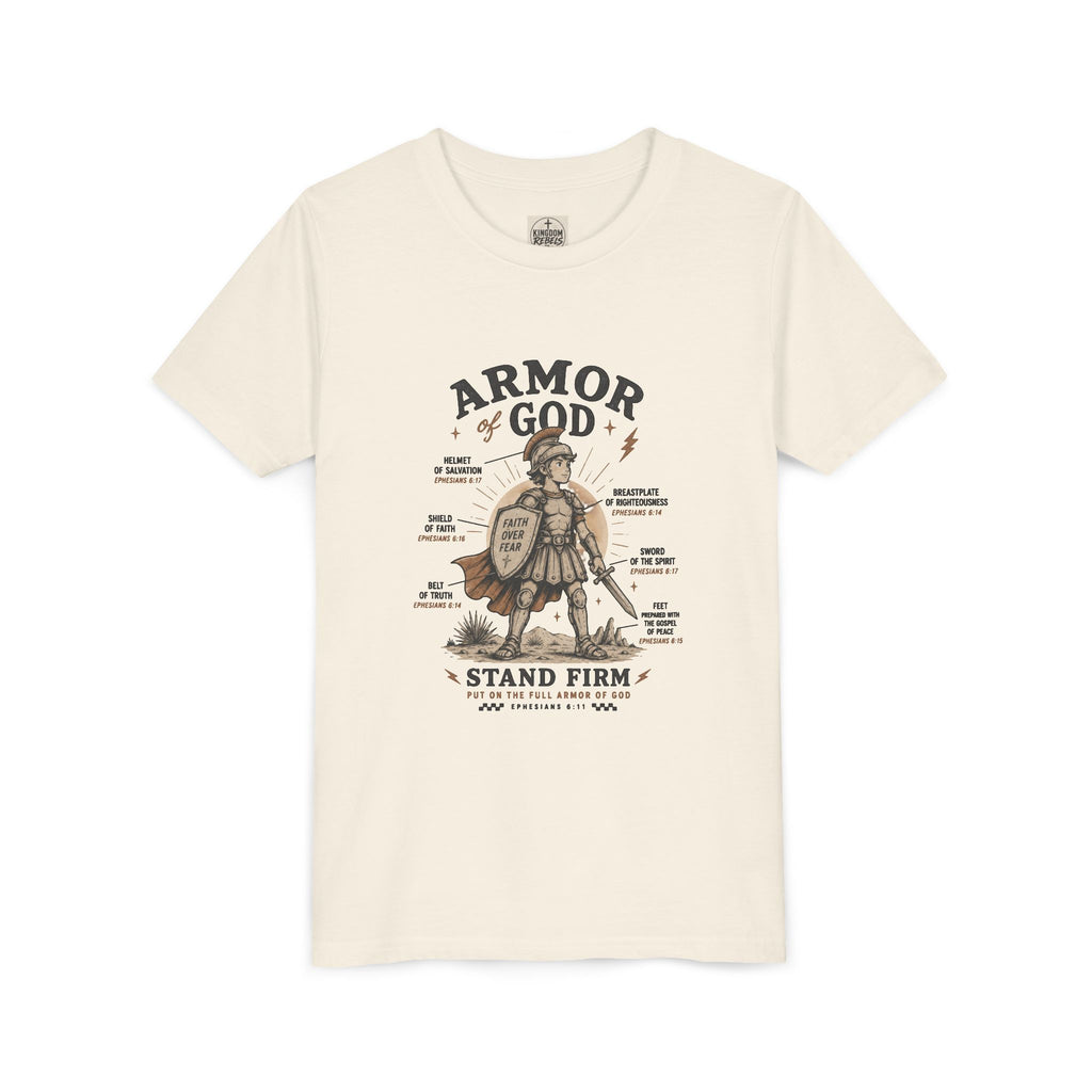 Youth Tee — "Armor of God, Stand Firm" Christian Graphic T-Shirt
