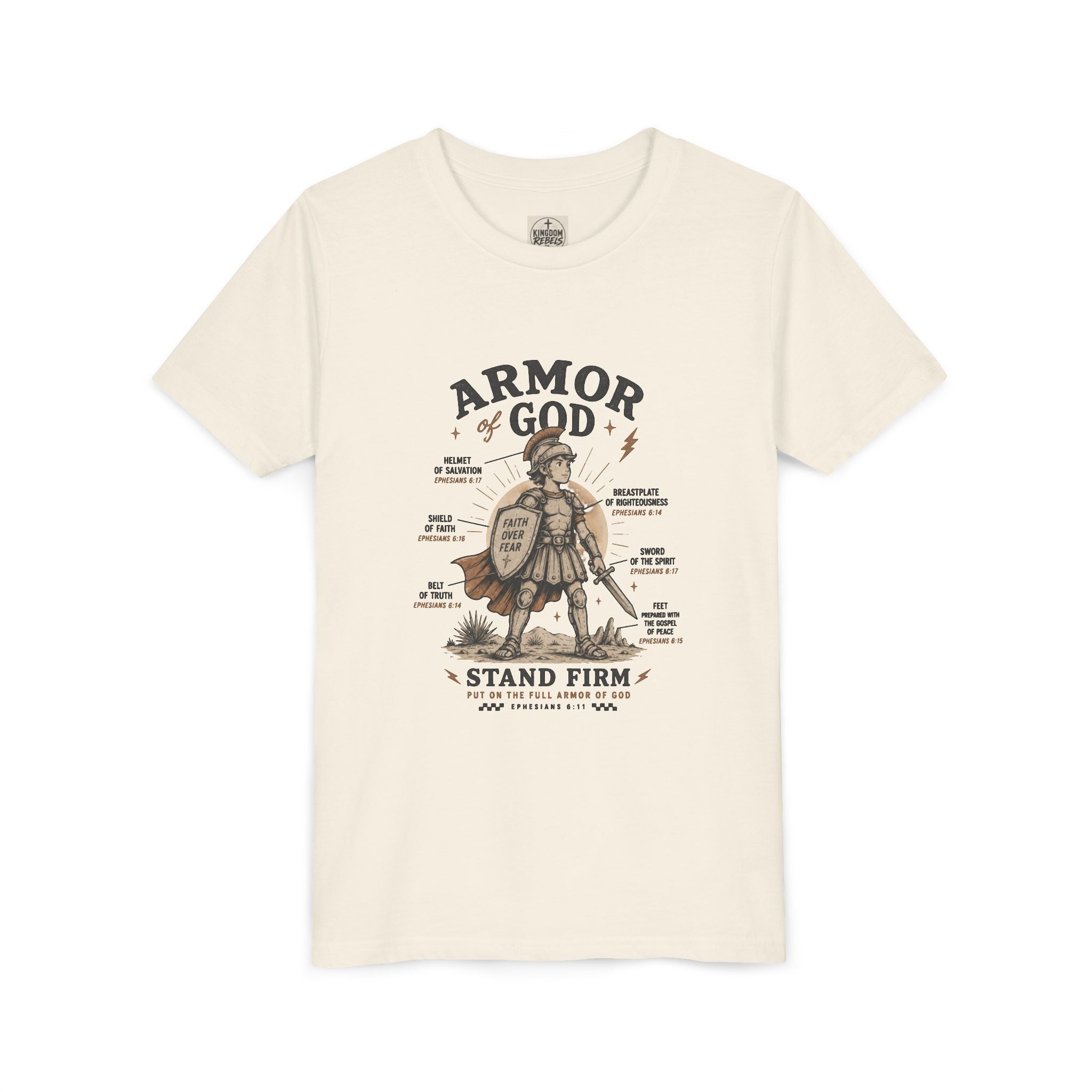 Youth Tee — "Armor of God, Stand Firm" Christian Graphic T-Shirt