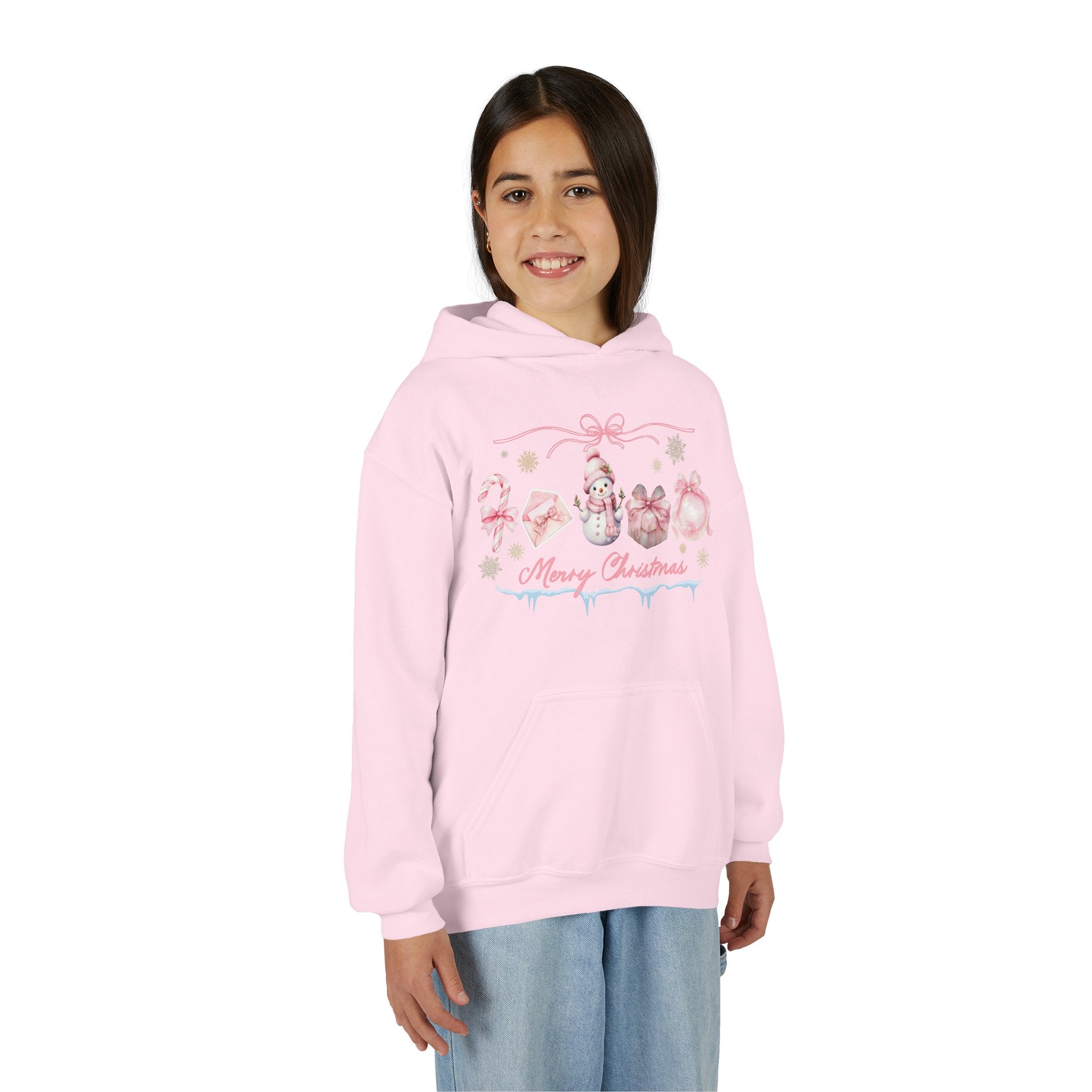 Pink Merry Christmas Youth Hoodie