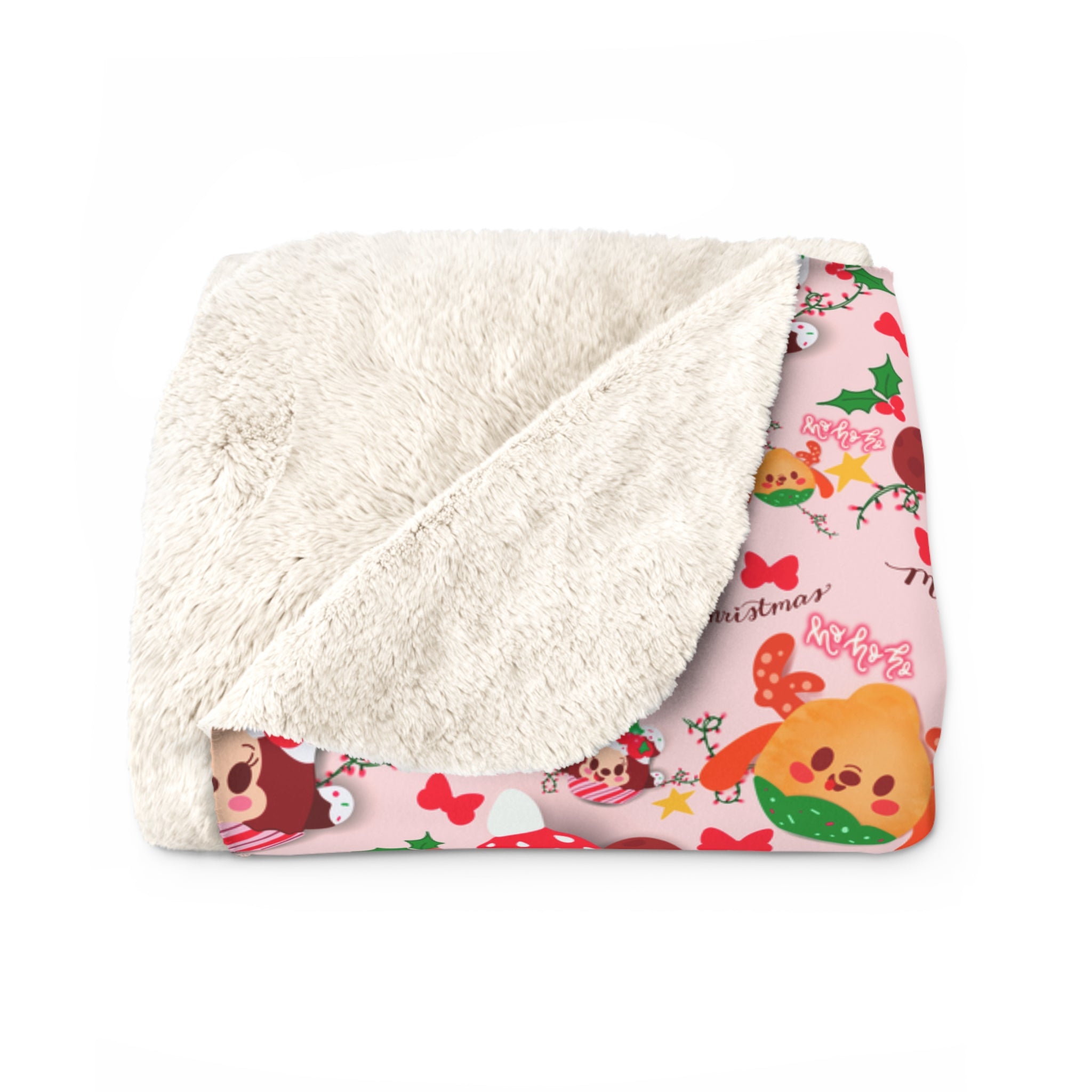 Cozy Holiday Sherpa Fleece Blanket with Cute Prints