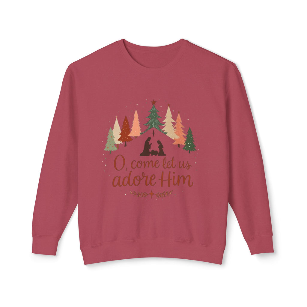 O Come Let Us Adore Him Unisex Lightweight Crewneck Sweatshirt