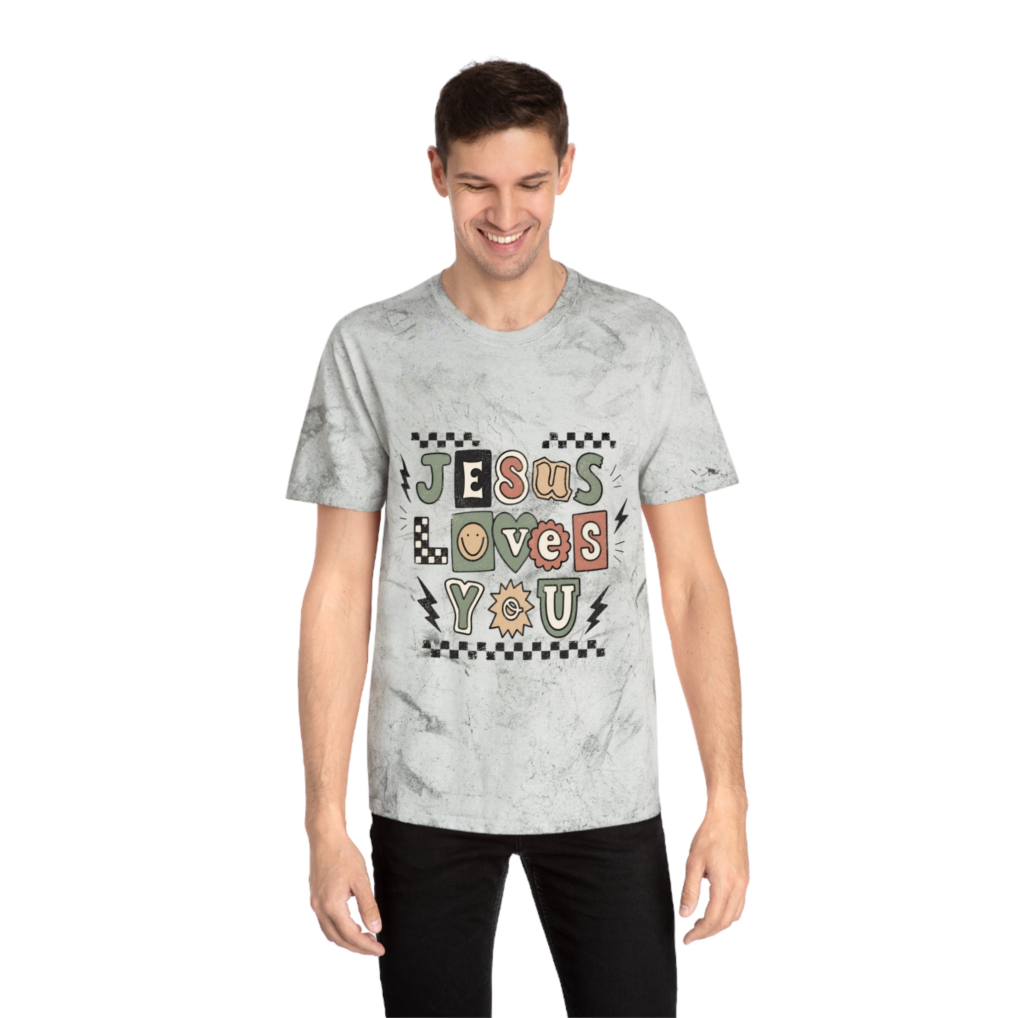 Jesus Loves You Tee — Retro Colorful Faith Graphic T-Shirt