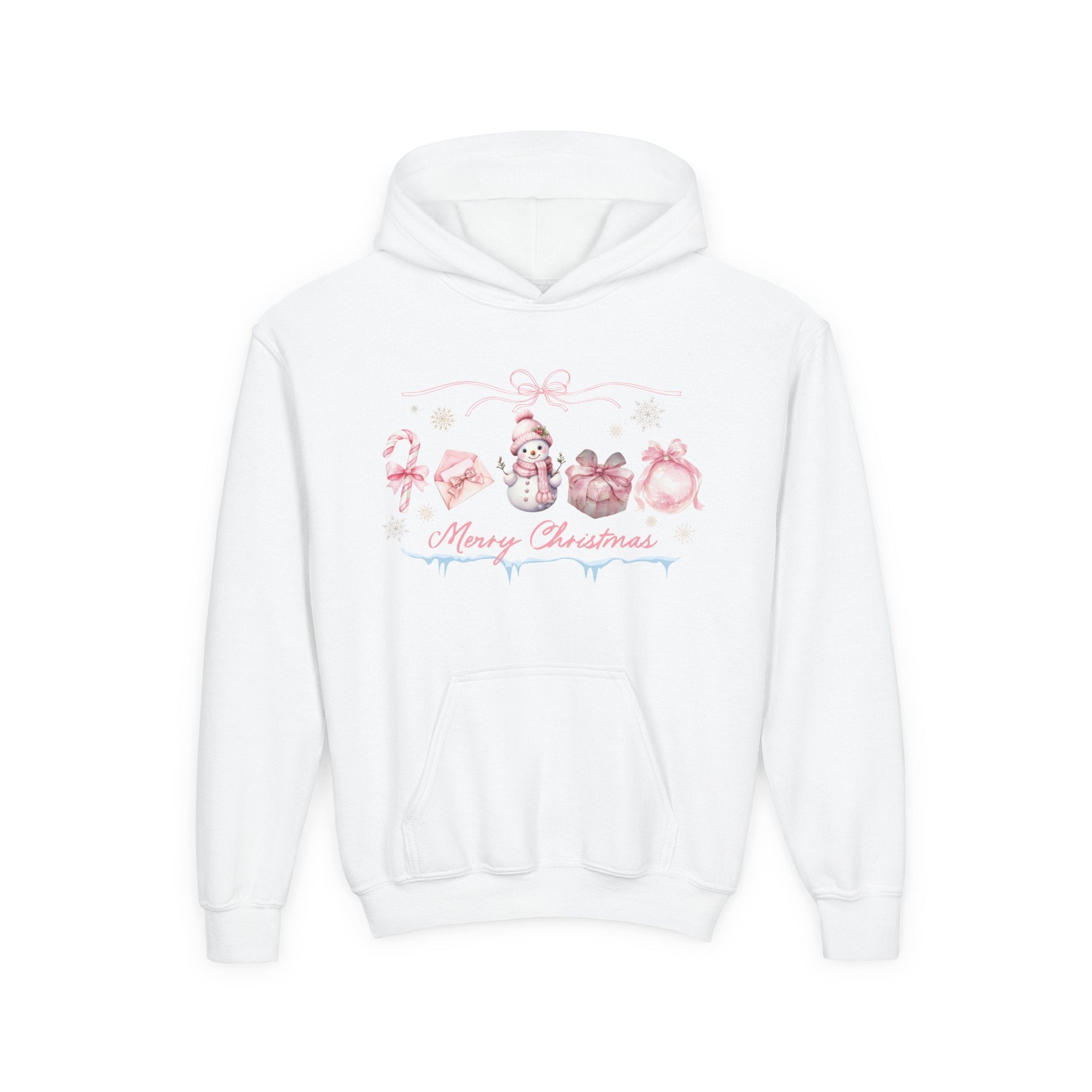Pink Merry Christmas Youth Hoodie