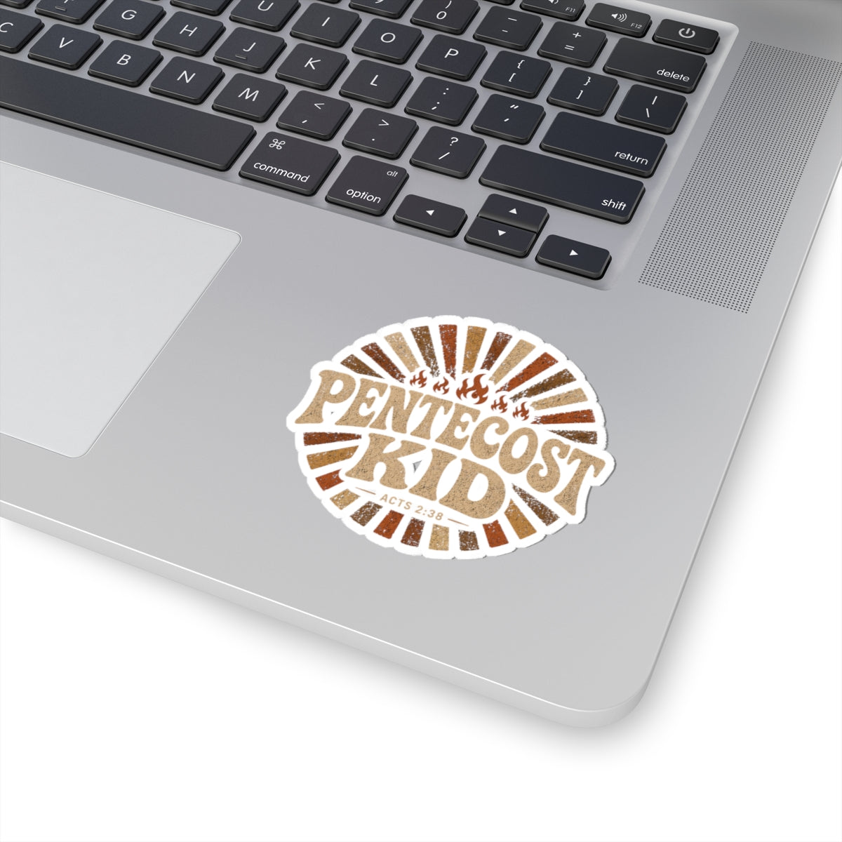Pentecost Kid Vinyl Sticker — Retro Flame Faith Sticker (Acts 2:38)