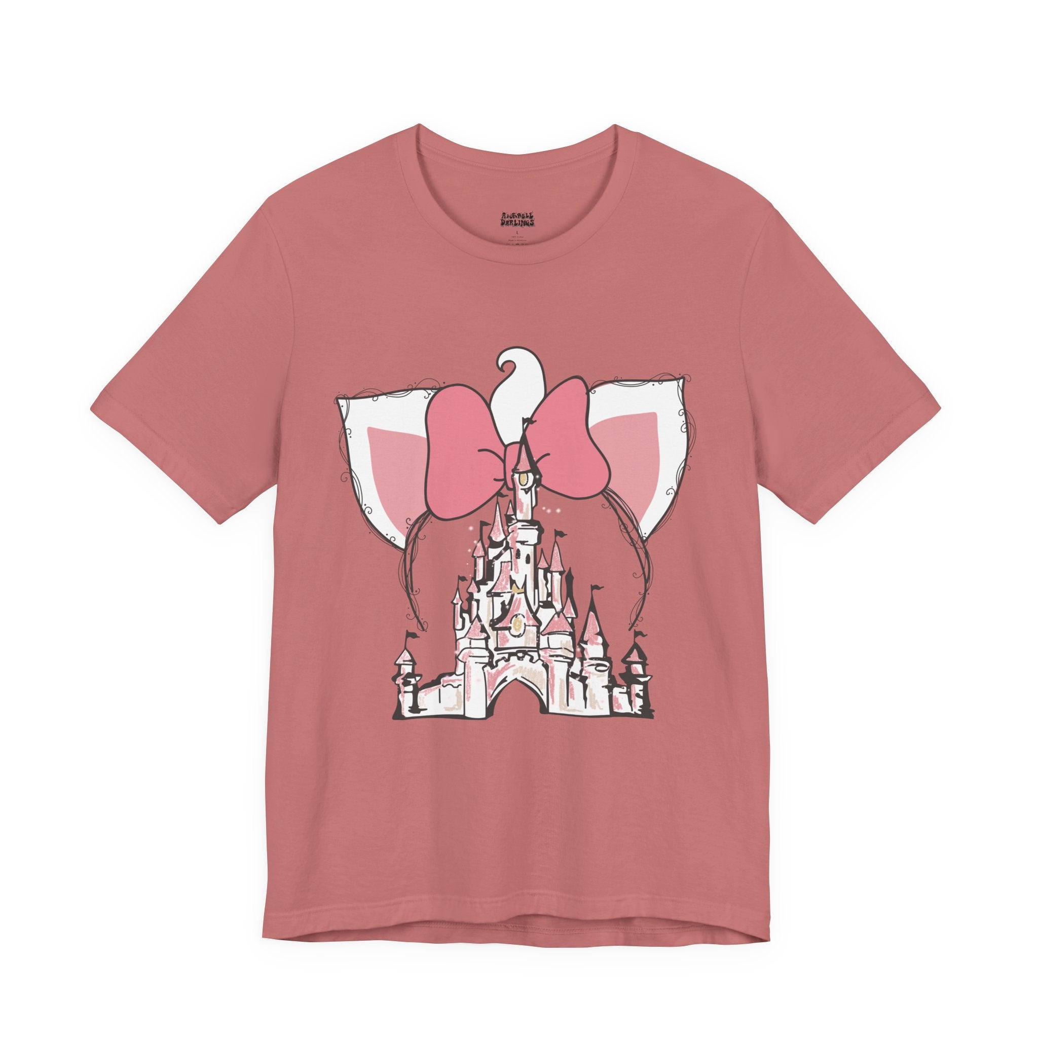 Castle Kitty Bow Tee — Pink Princess Castle T-Shirt